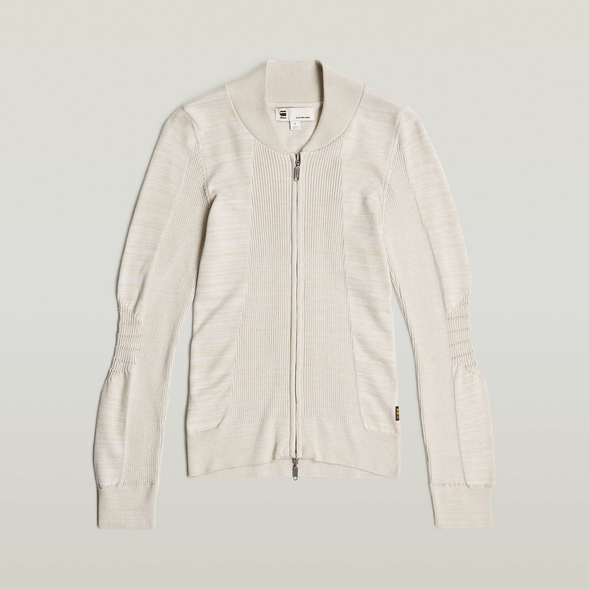 Thumbnail - 3D Biker Knit Slim Full Zip Knit - Mehrfarbig - Damen