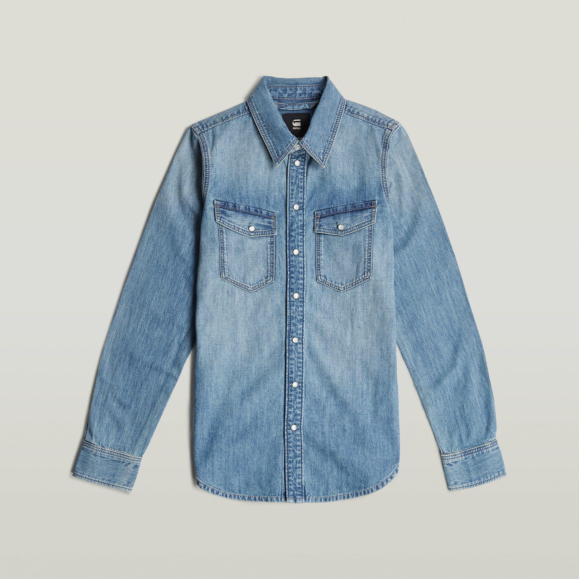 G-Star RAW Slim Western Overhemd Midden blauw Dames