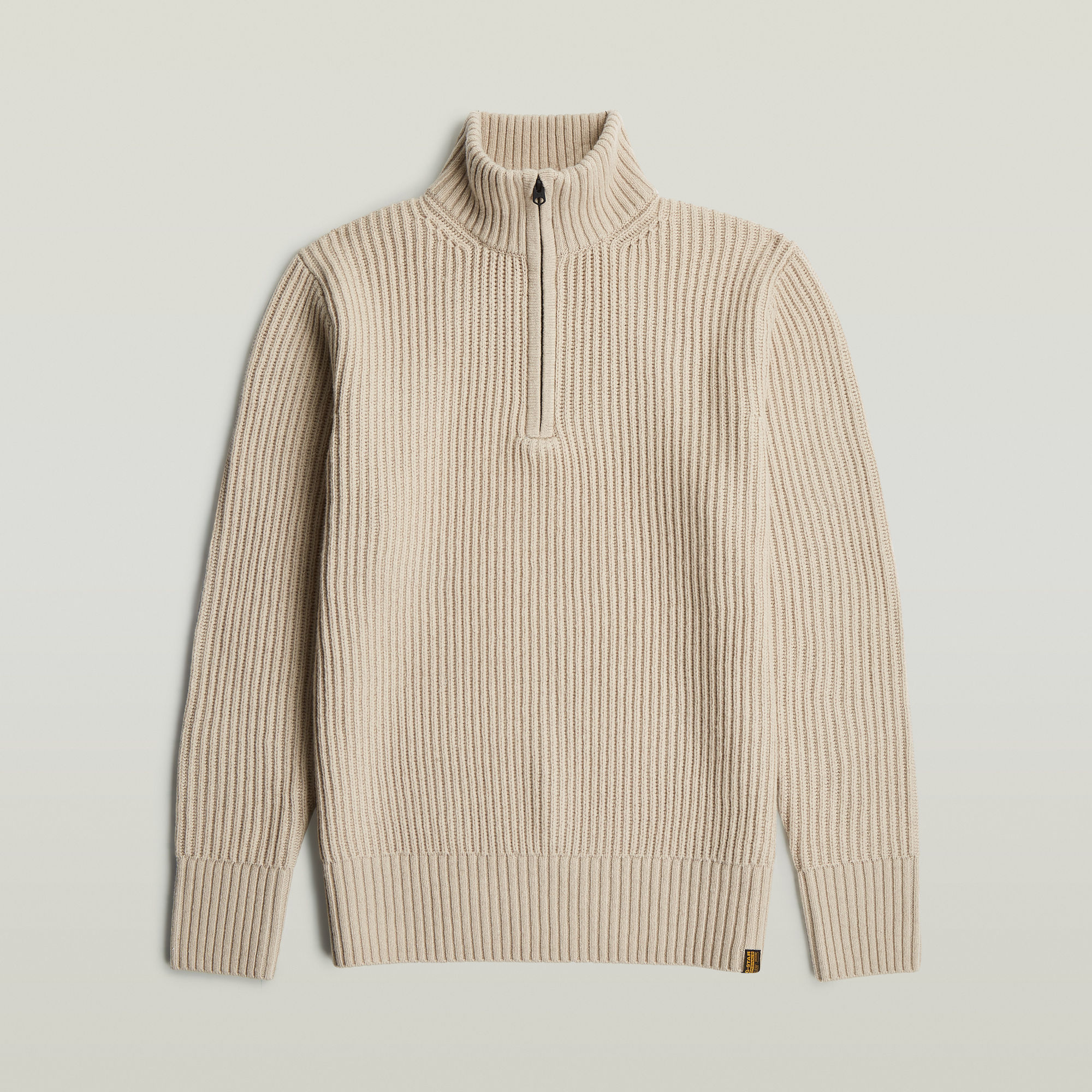 Thumbnail - Essential Half Zip Knit - Beige - Herren
