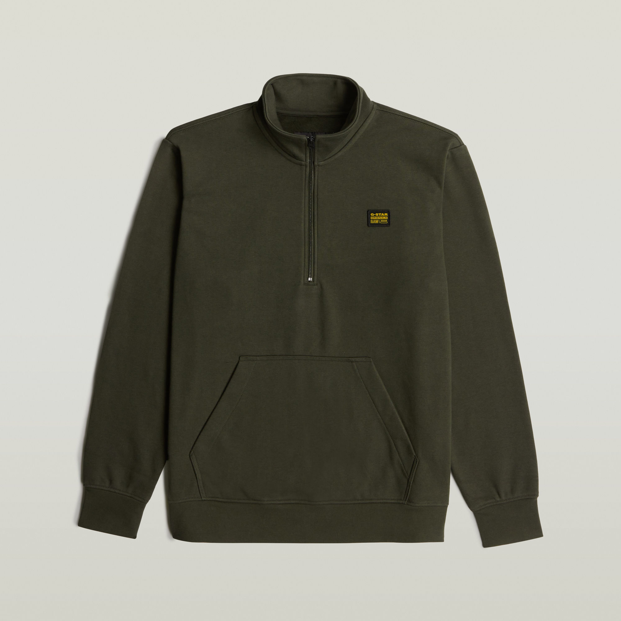 G-Star RAW Half Zip Sweater Label Badge Grijs Heren