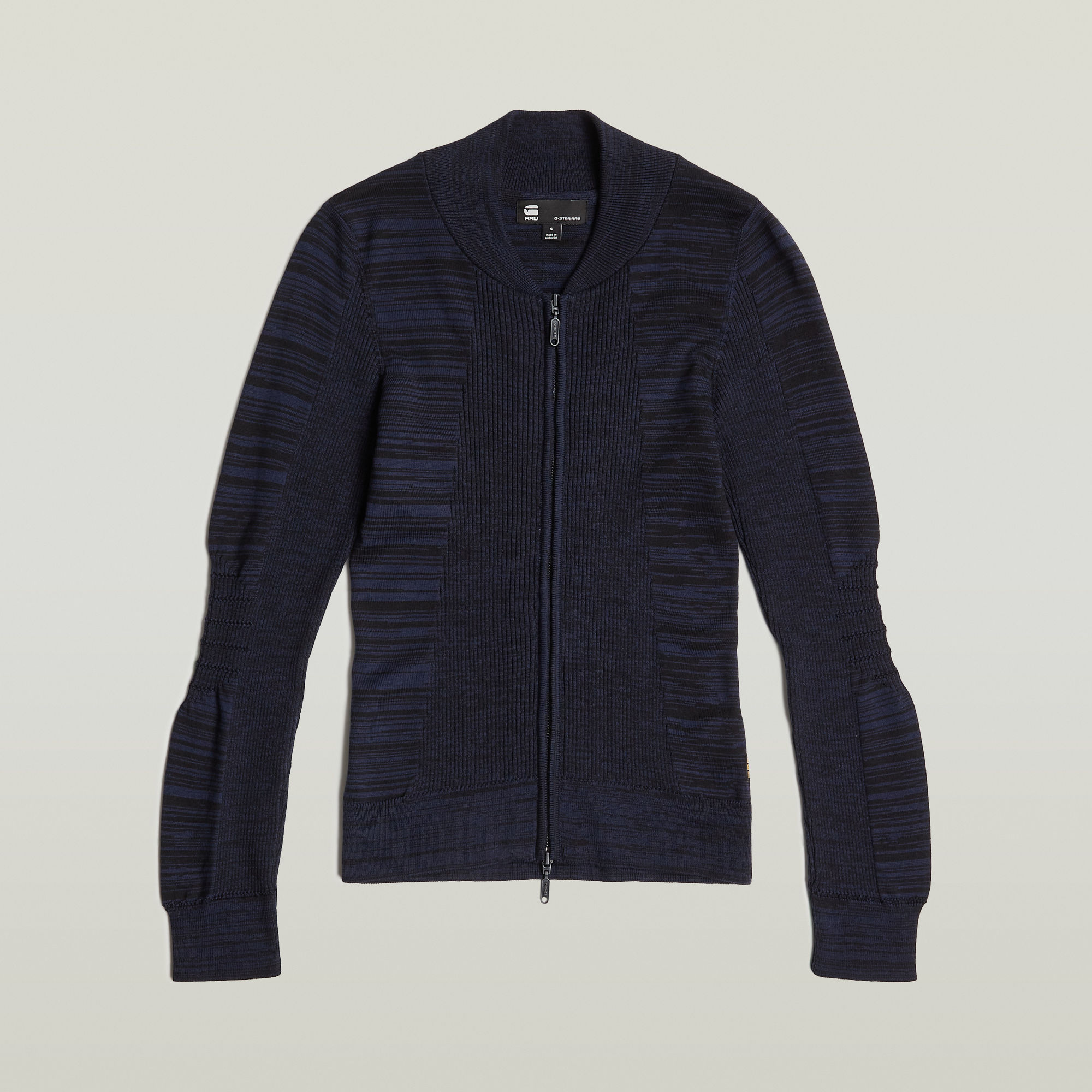 Thumbnail - 3D Biker Knit Slim Full Zip Knit - Mehrfarbig - Damen