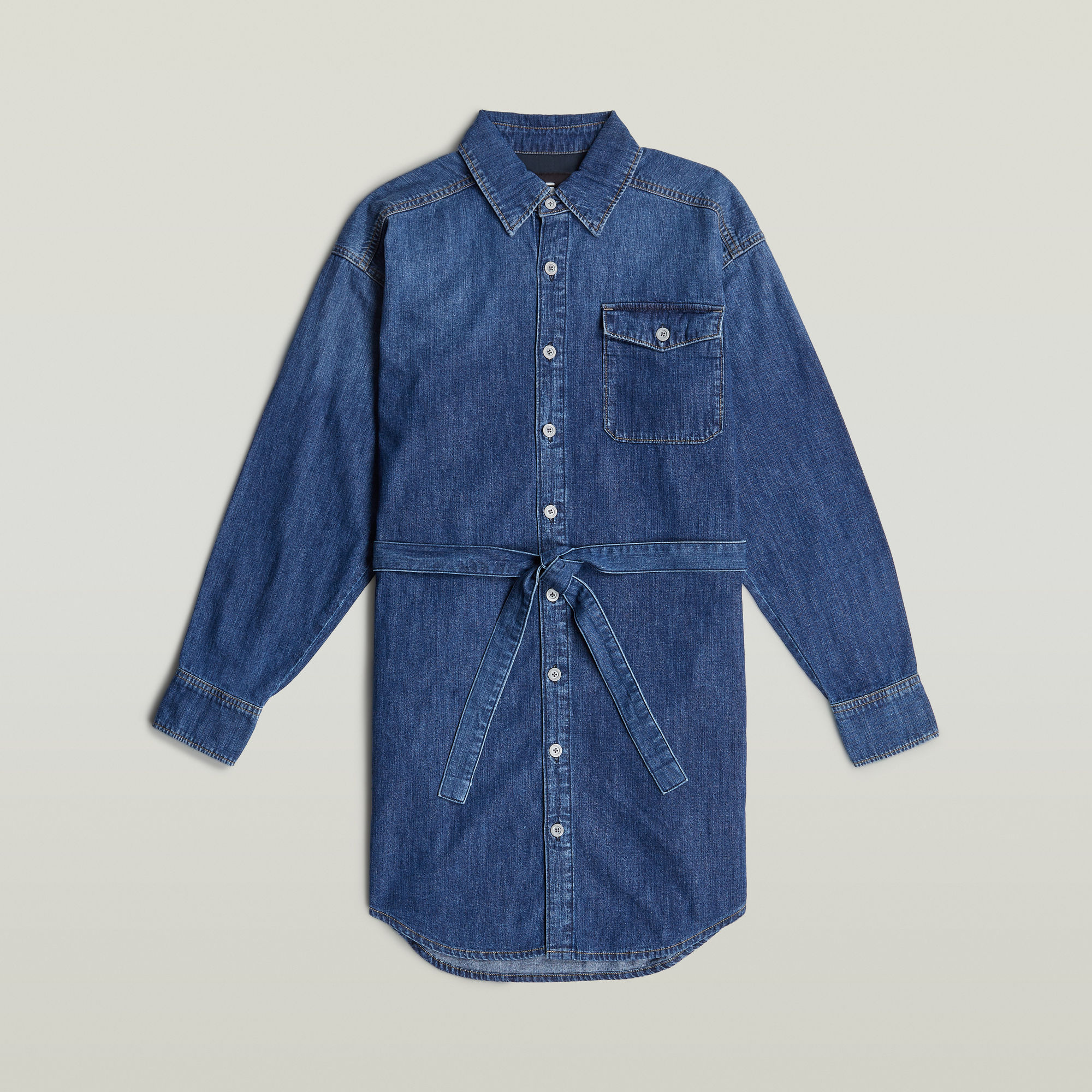 G-Star RAW Belted Overhemdjurk Donkerblauw Dames
