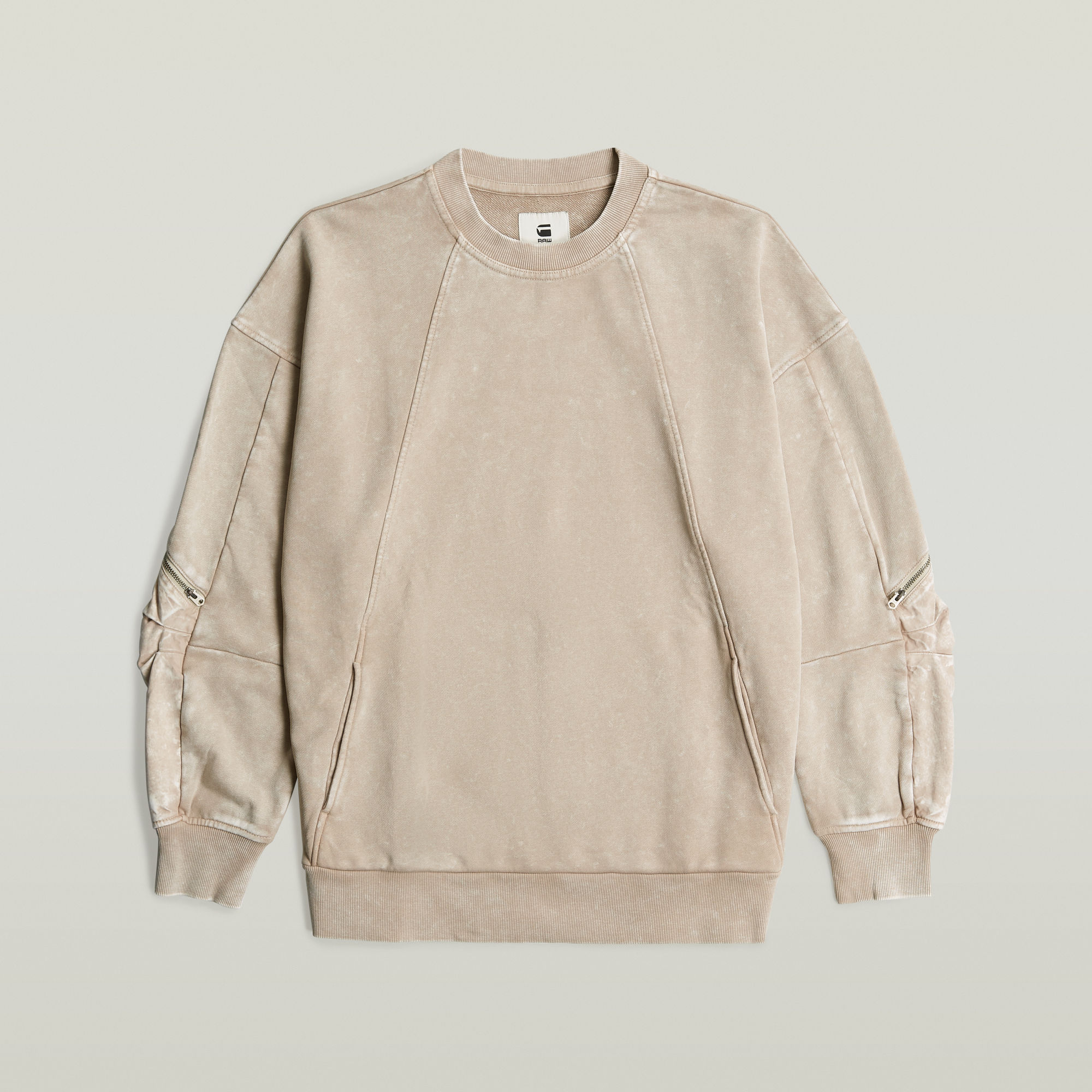 Thumbnail - Washed 3D Mix Oversized Sweater - Beige - Damen