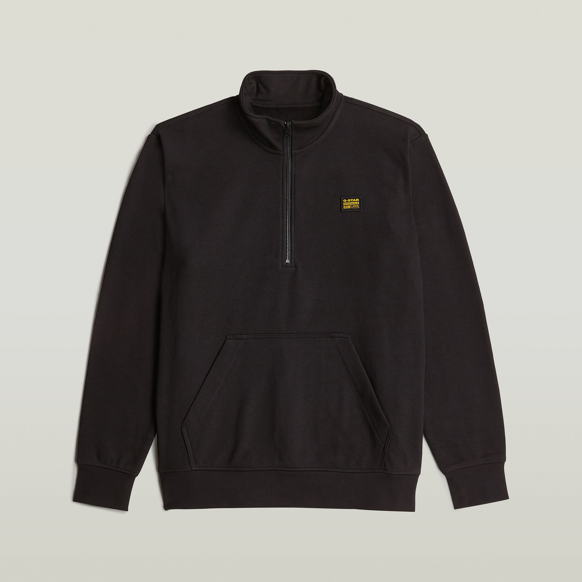 G-Star RAW Half Zip Sweater Label Badge Zwart Heren