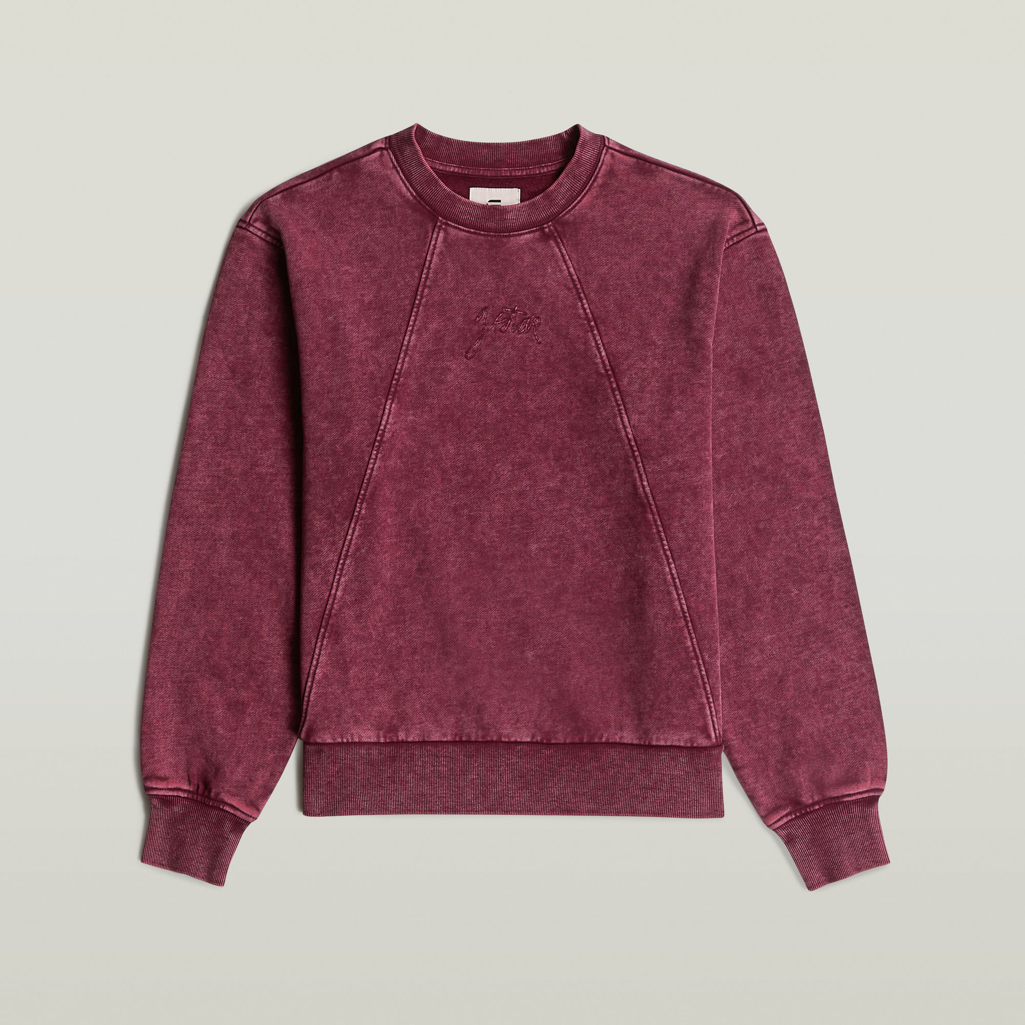 Thumbnail - Washed A-Line Script Sweater - Rot - Damen