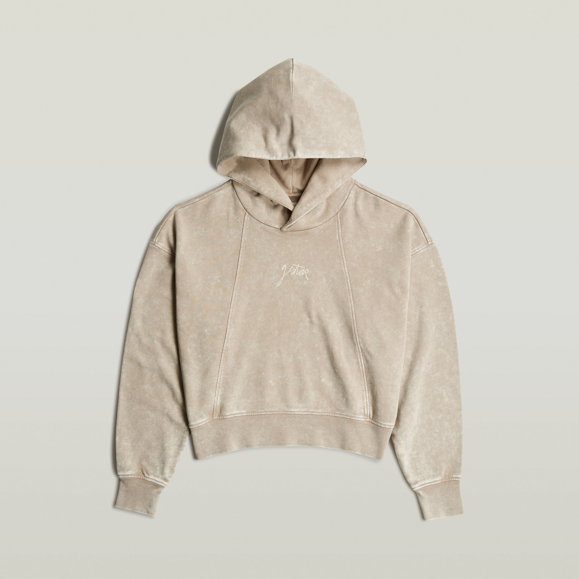 Thumbnail - Washed A Line Script Hoodie Sweater - Beige - Damen