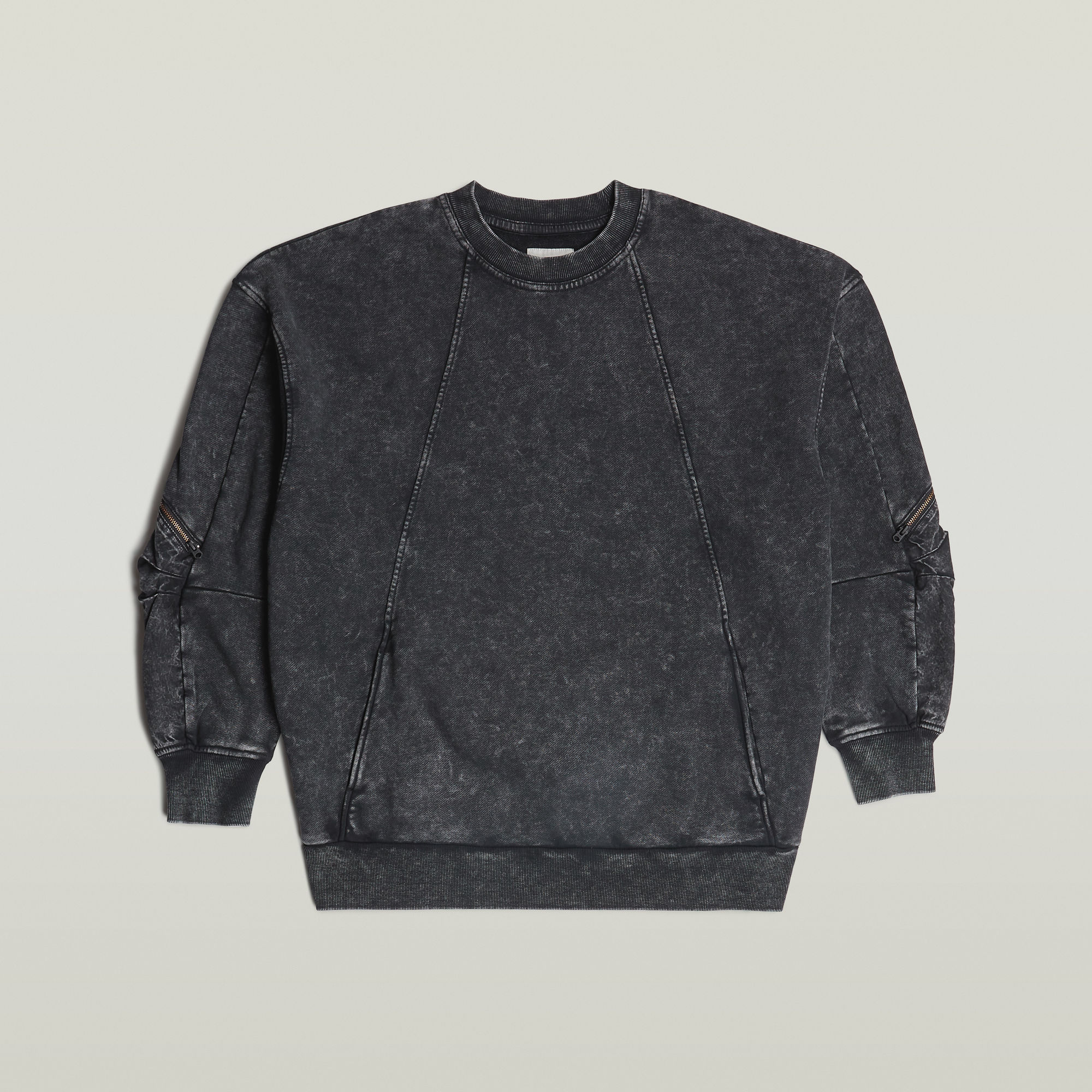 Thumbnail - Washed 3D Mix Oversized Sweater - Schwarz - Damen