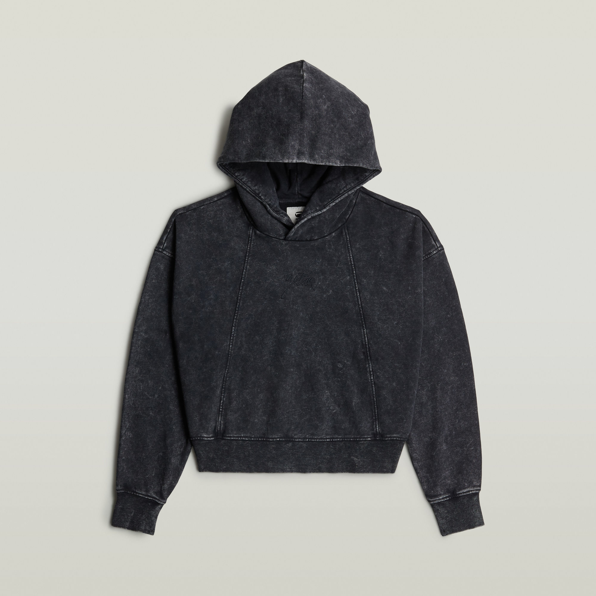 Thumbnail - Washed A Line Script Hoodie Sweater - Schwarz - Damen