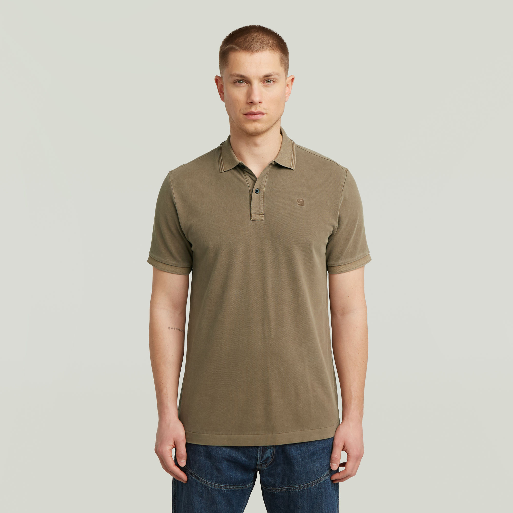 Kurzärmliges Poloshirt Dunda Overdyed Slim - Braun - Herren