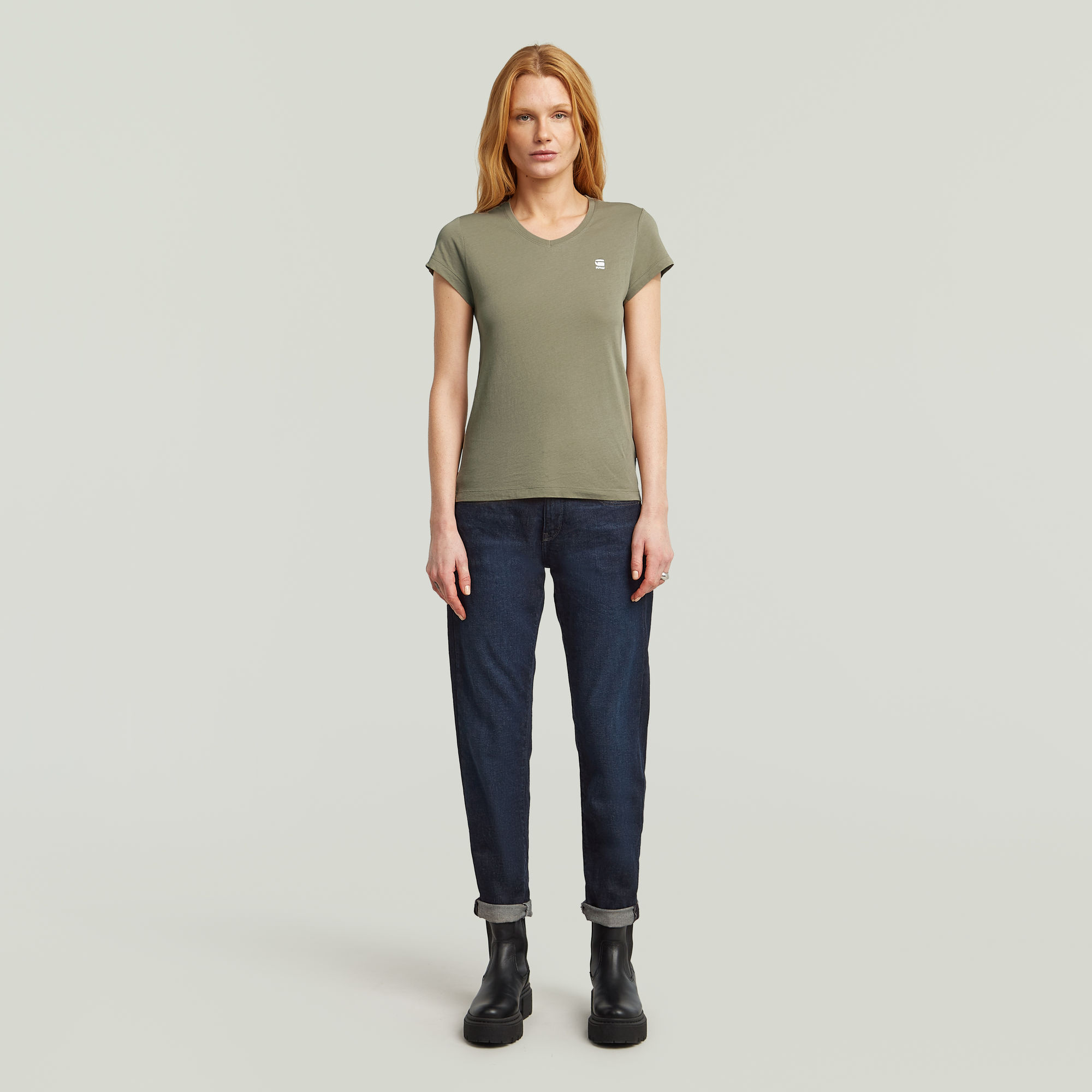 G-Star RAW Eyben Slim V-Hals Top 2.0 Groen Dames