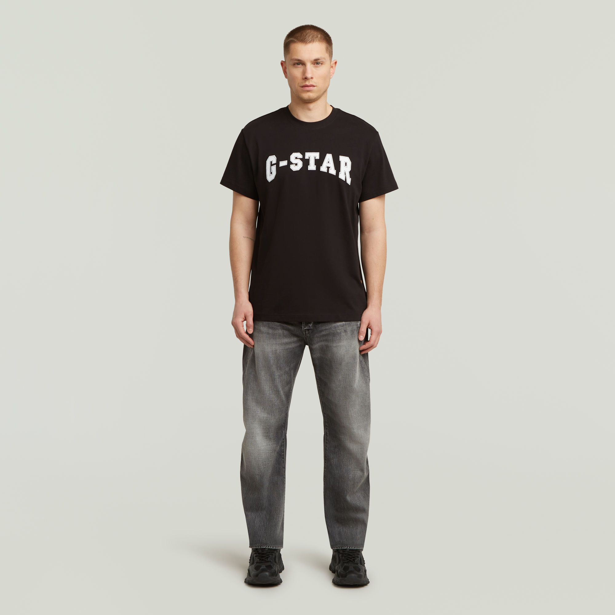 G-Star RAW Felt Logo T-shirt Zwart Heren
