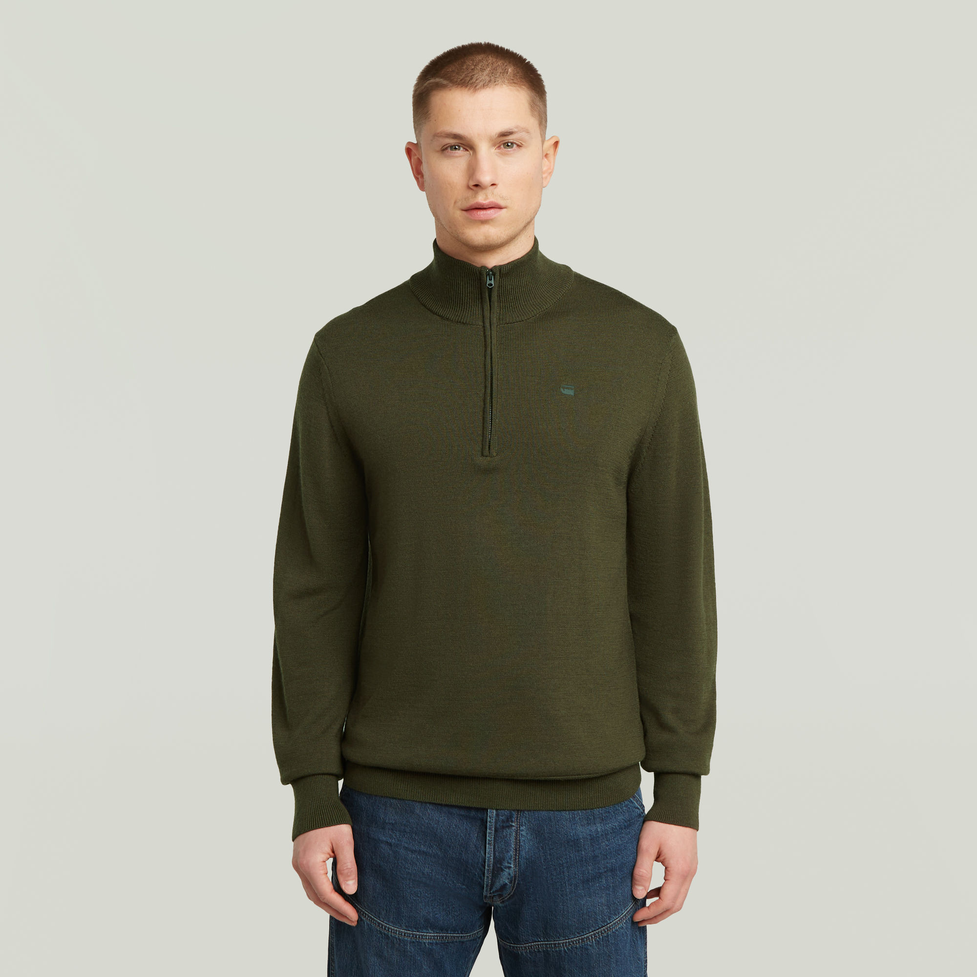 

Premium Core Half Zip Gebreide Trui - Grijs - Heren