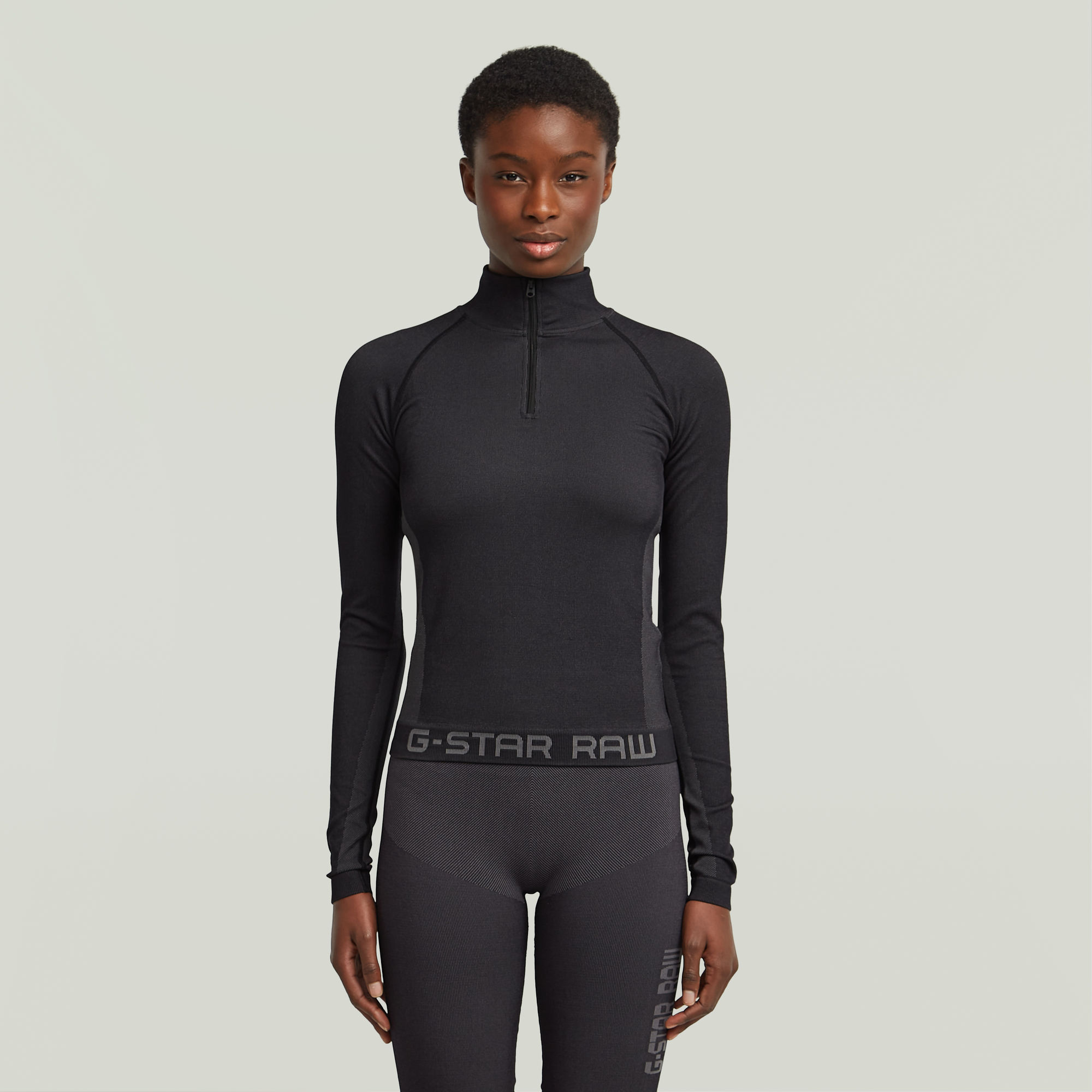 

Seamless Zip Top - Black - Women