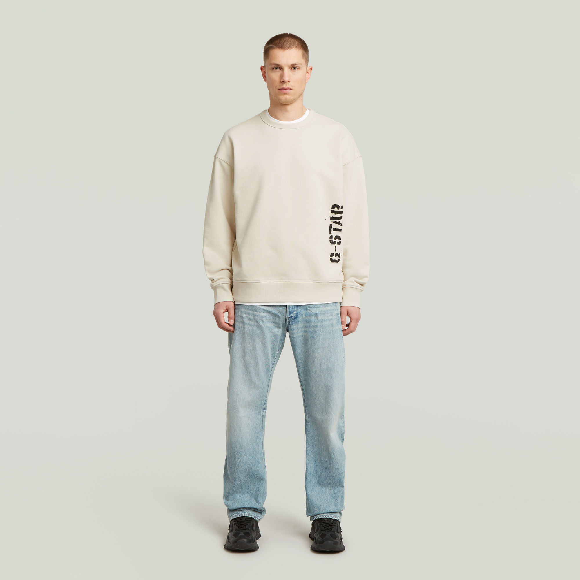 Thumbnail - Sprayed 89 Graphic Loose Sweater - Weiß - Herren