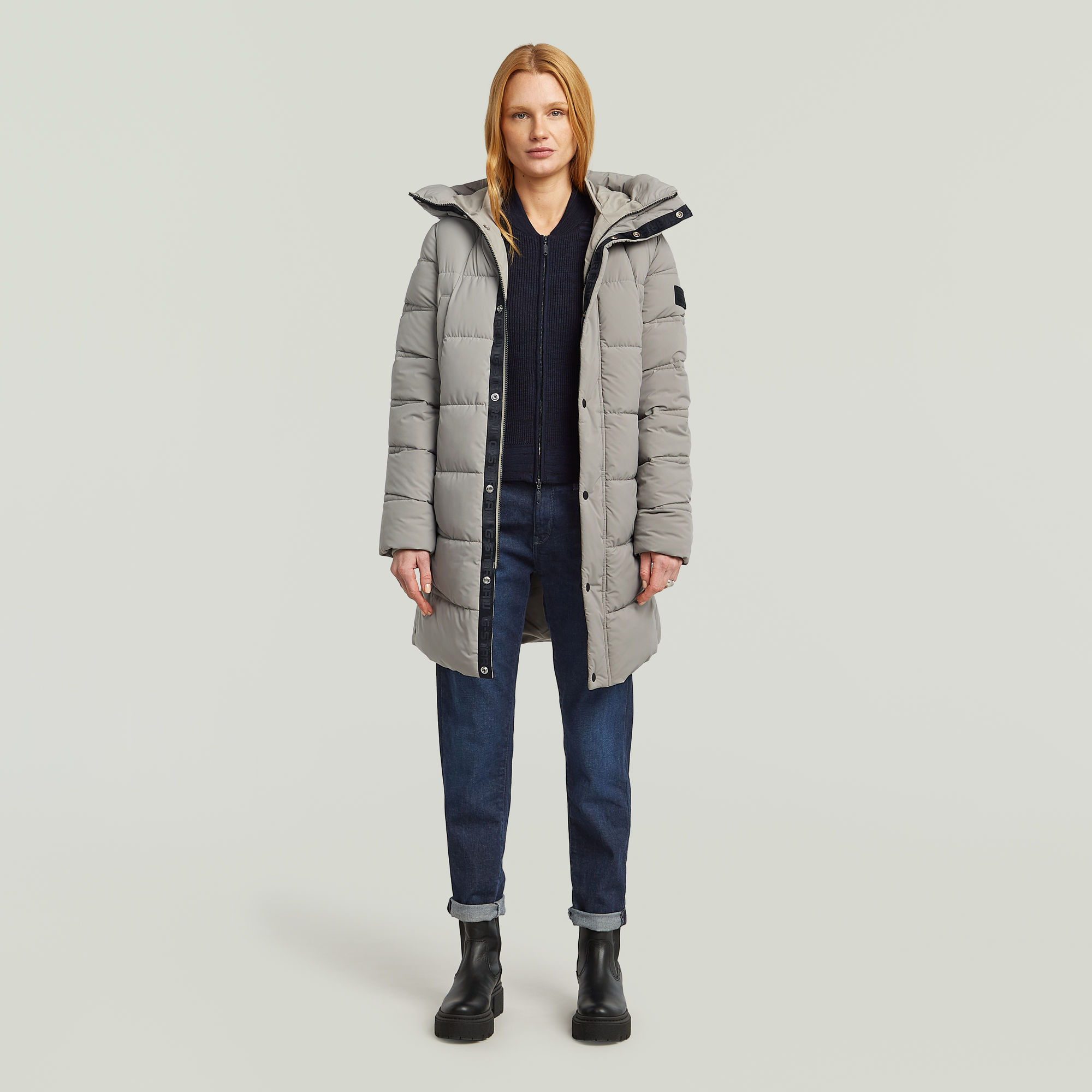 Thumbnail - 3D Biker Knit Slim Full Zip Knit - Mehrfarbig - Damen