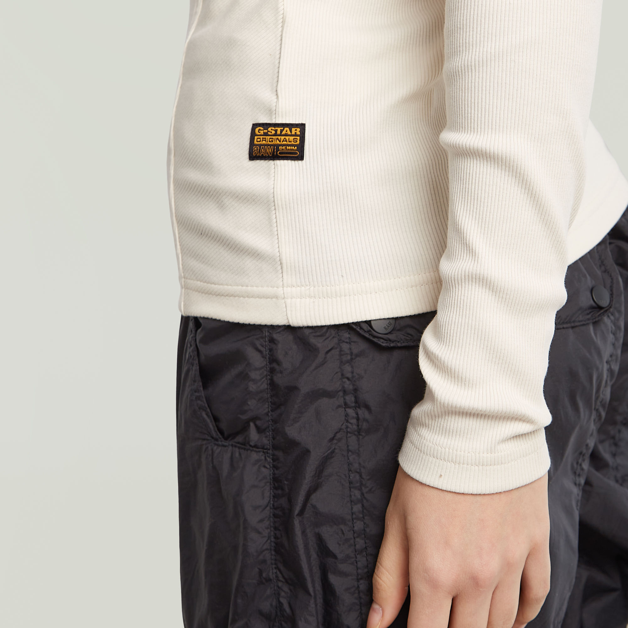 G-Star RAW A-Line Slim Rib Mock T-shirt Wit Dames