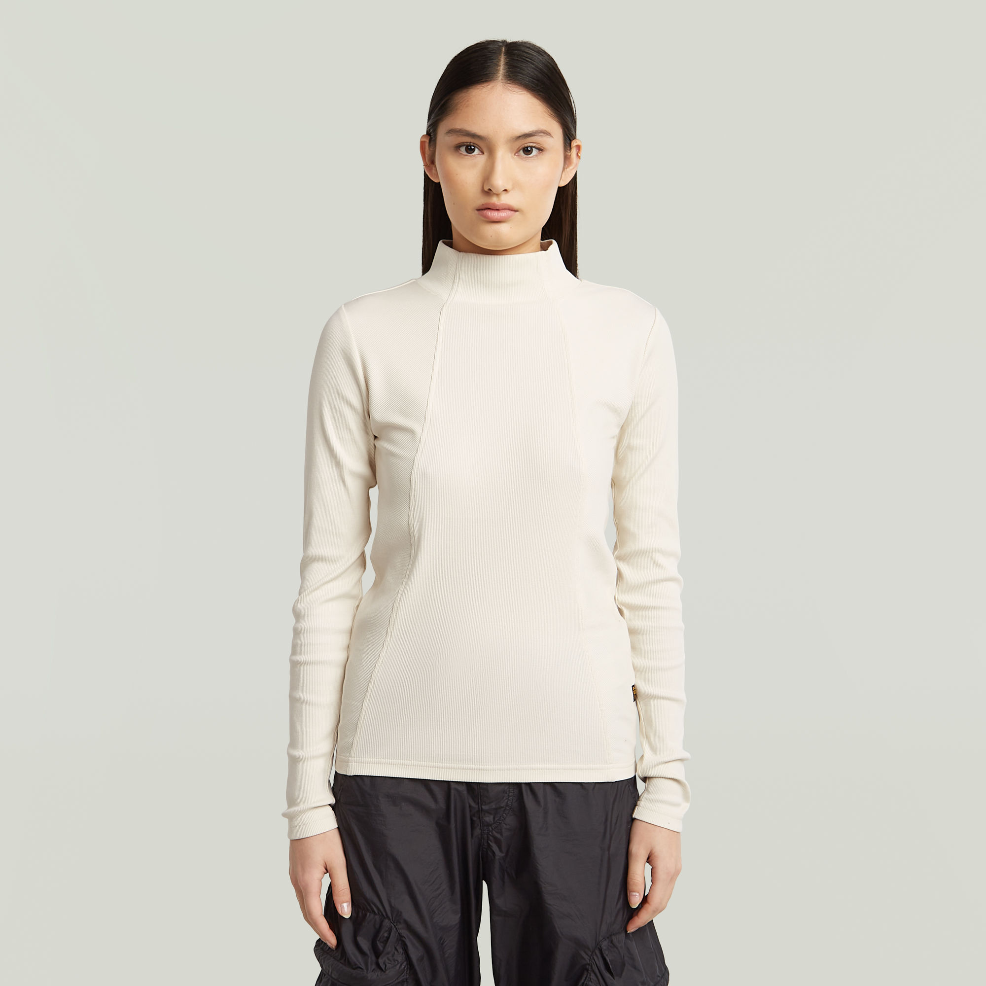 G-Star RAW A-Line Slim Rib Mock T-shirt Wit Dames