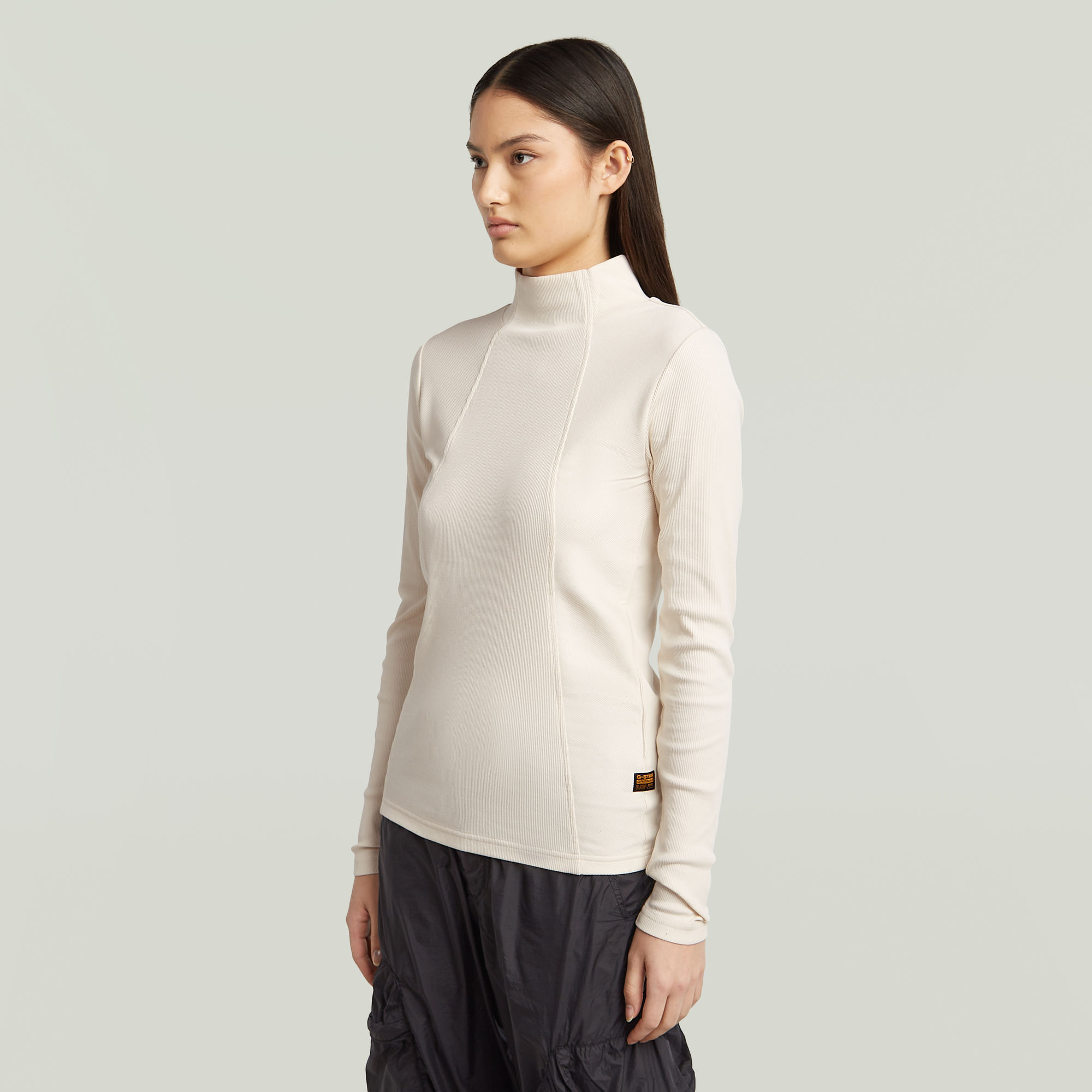 G-Star RAW A-Line Slim Rib Mock T-shirt Wit Dames