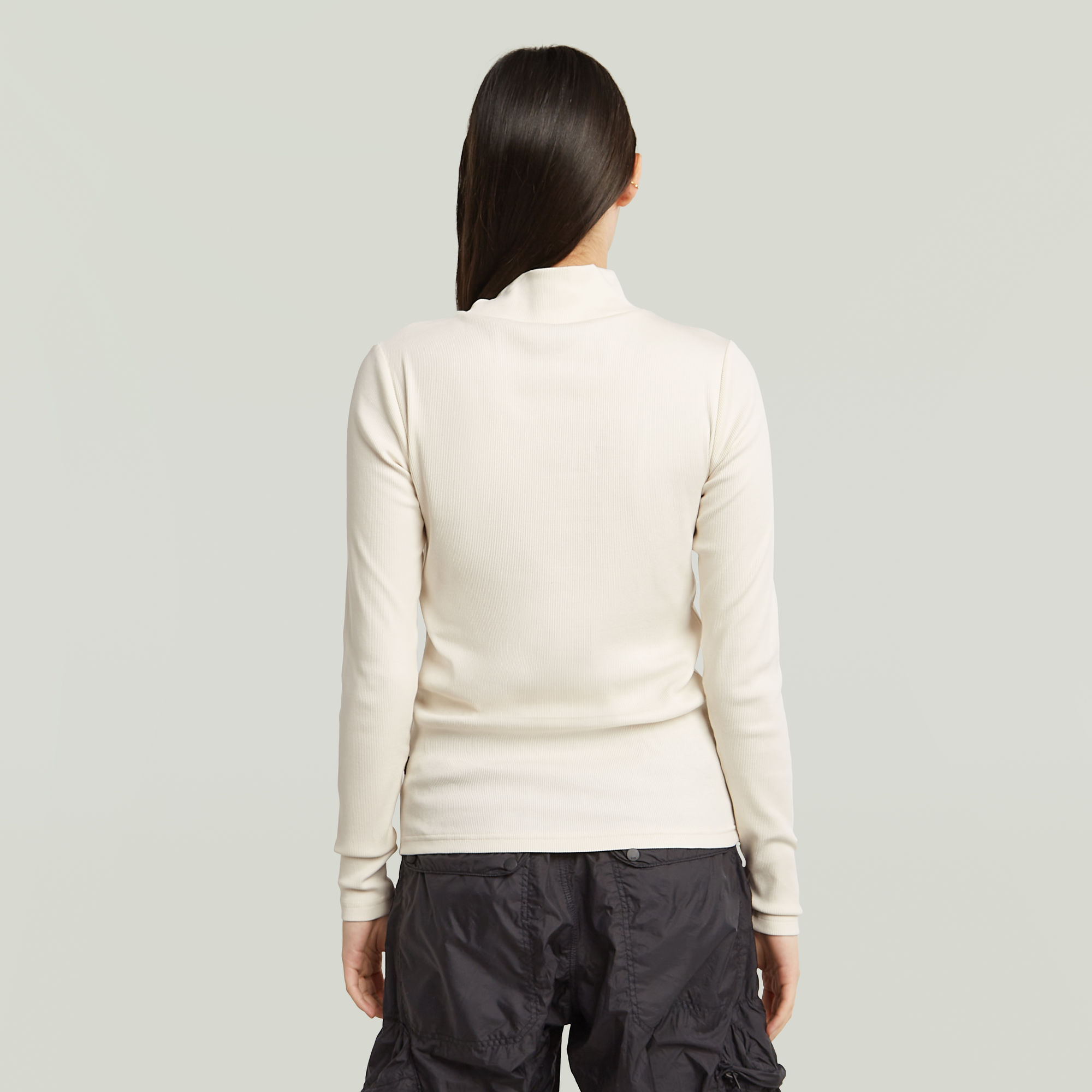 G-Star RAW A-Line Slim Rib Mock T-shirt Wit Dames