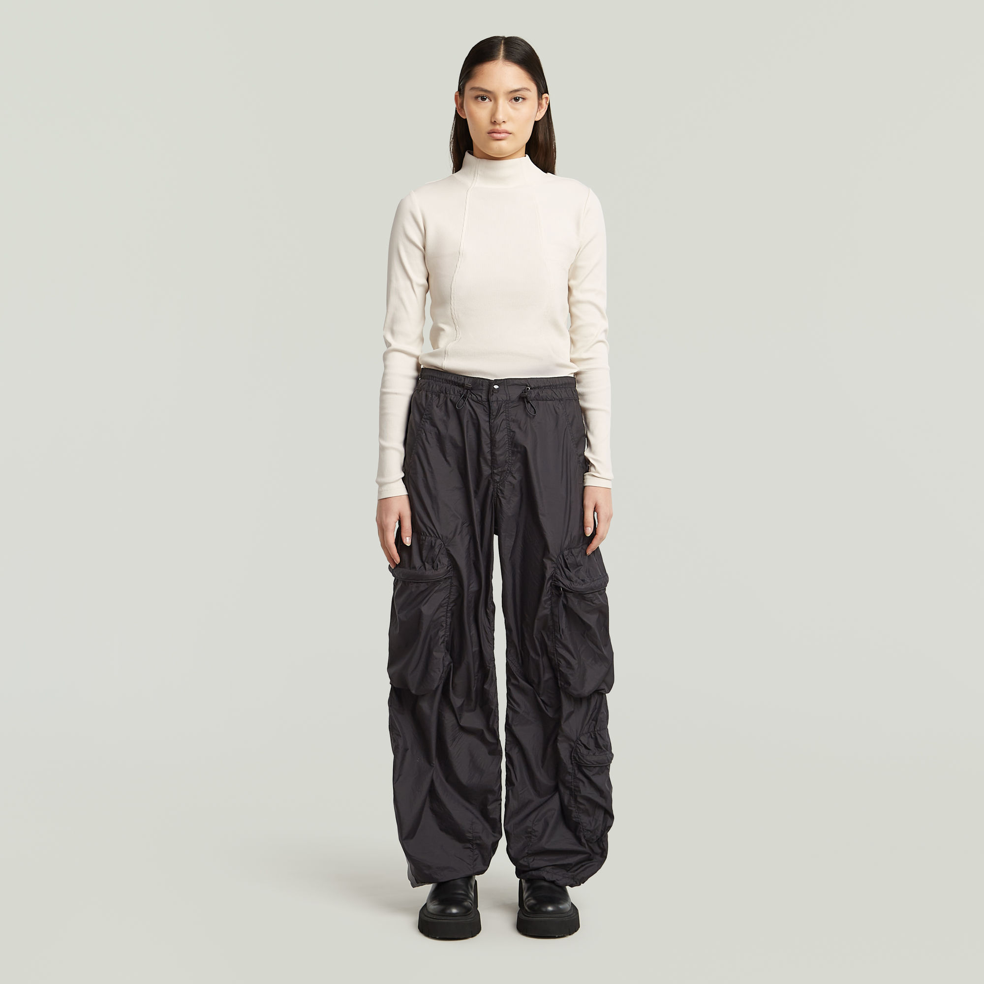 G-Star RAW A-Line Slim Rib Mock T-shirt Wit Dames