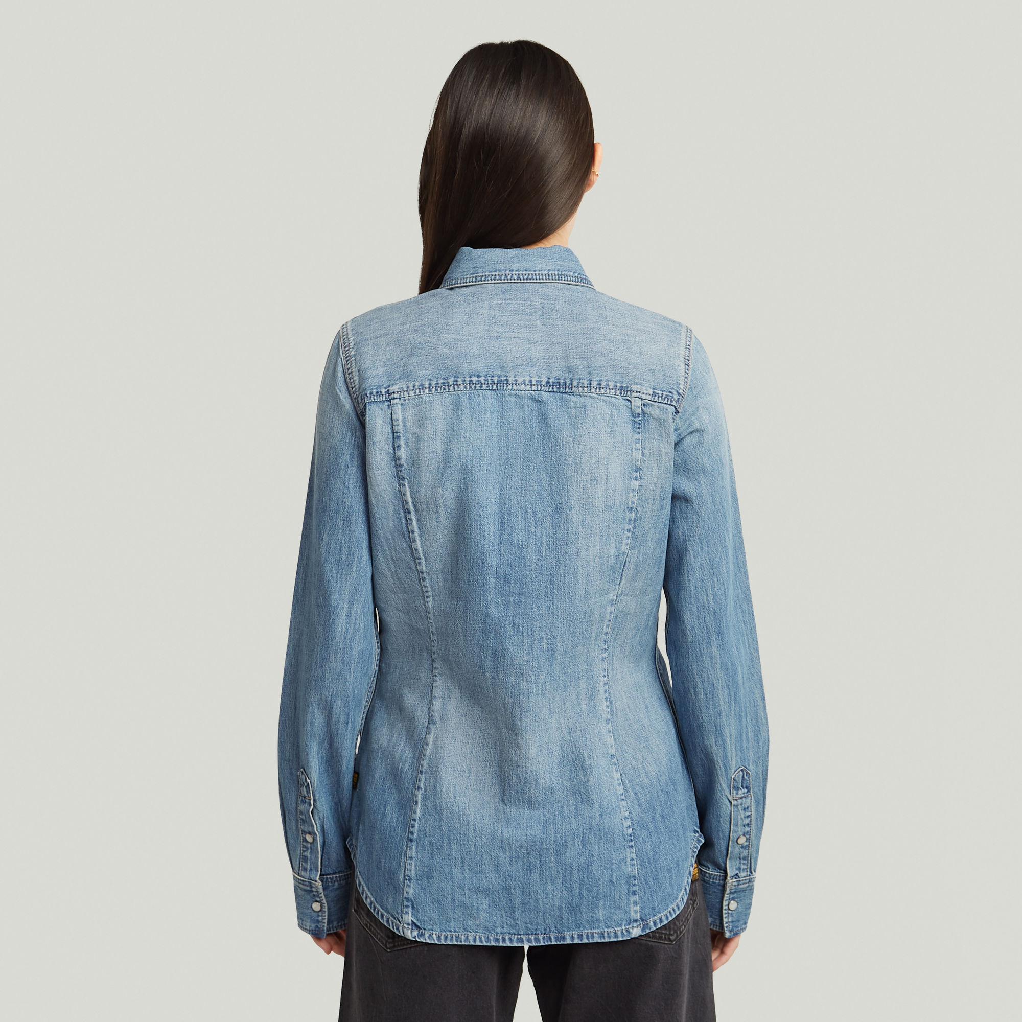 G-Star RAW Slim Western Overhemd Midden blauw Dames