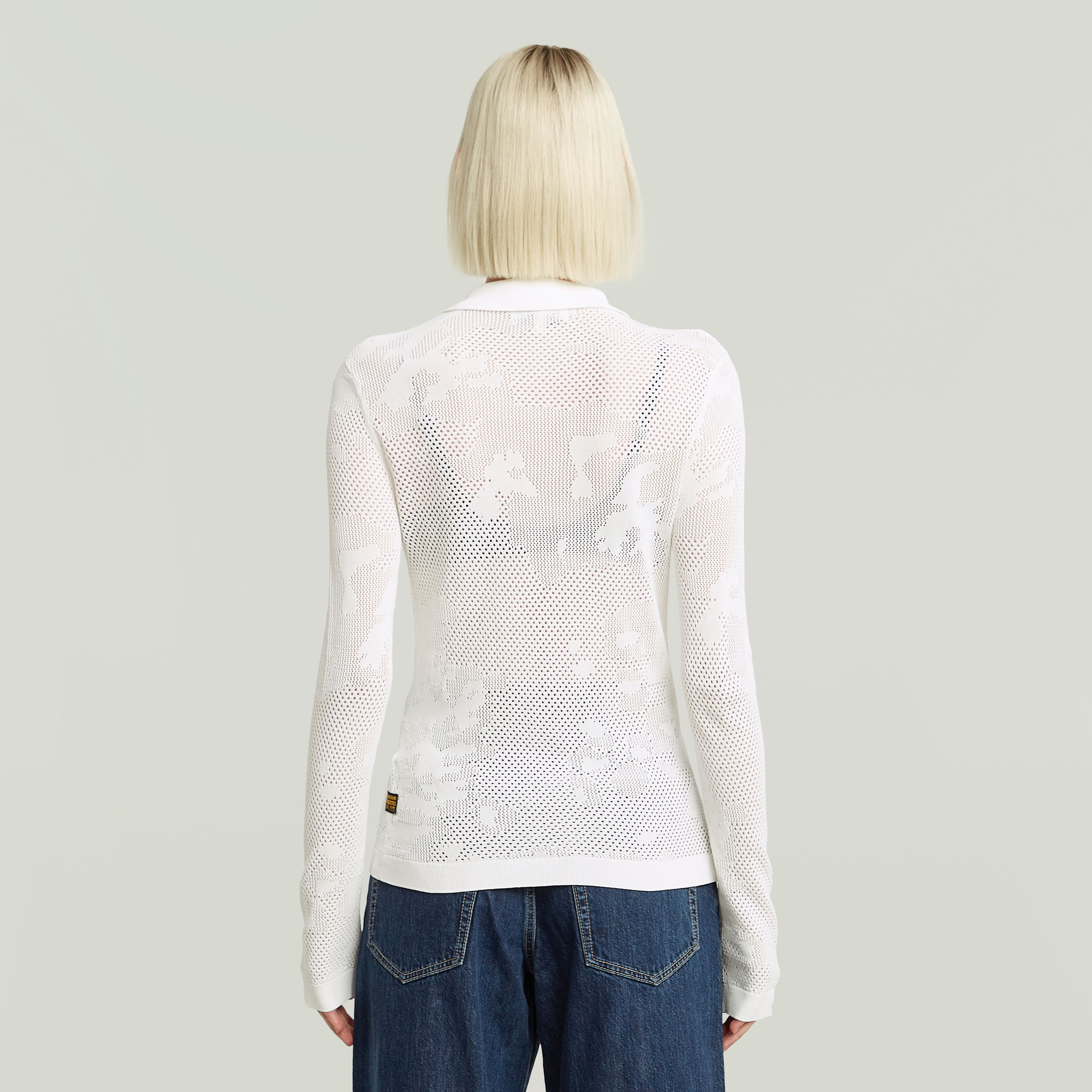 G-Star RAW Pointelle Slim Gebreide Polo Wit Dames
