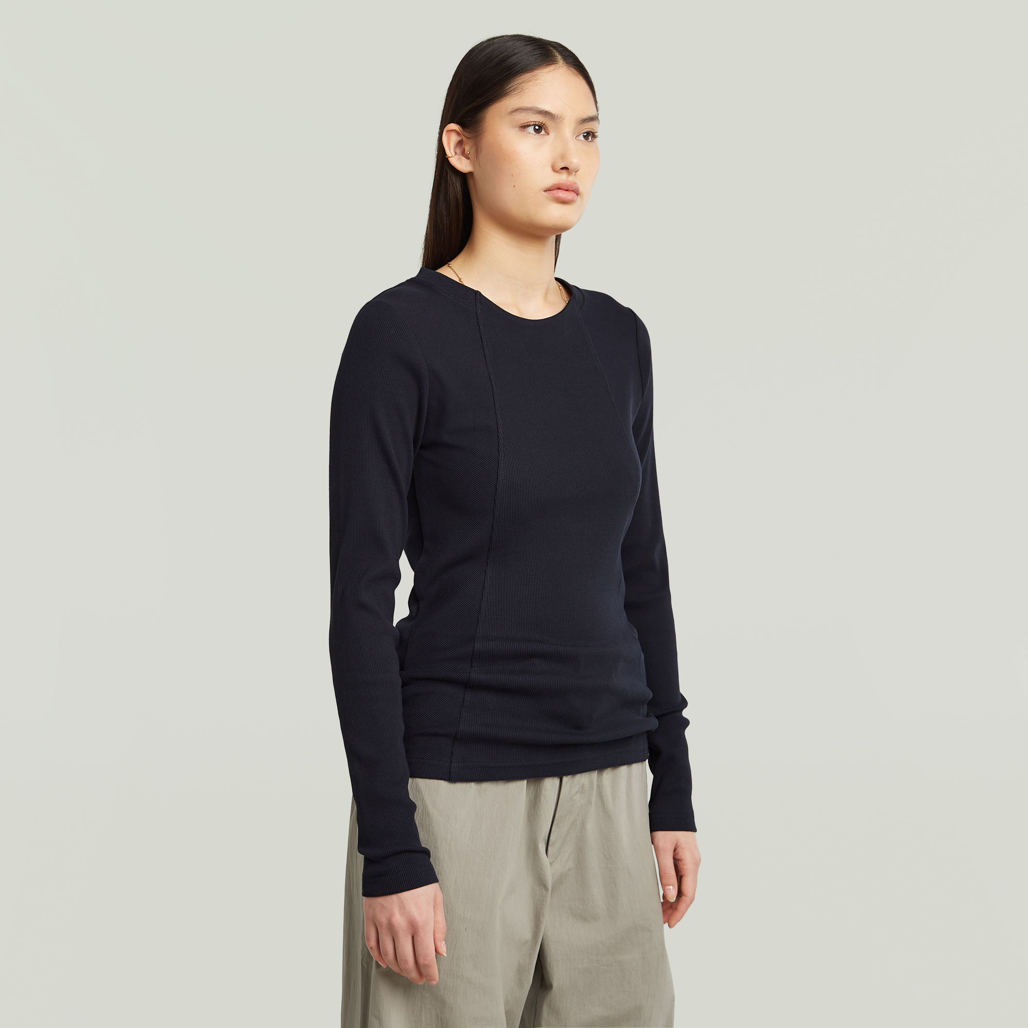 G-Star RAW A-Line Slim Rib T-shirt Donkerblauw Dames