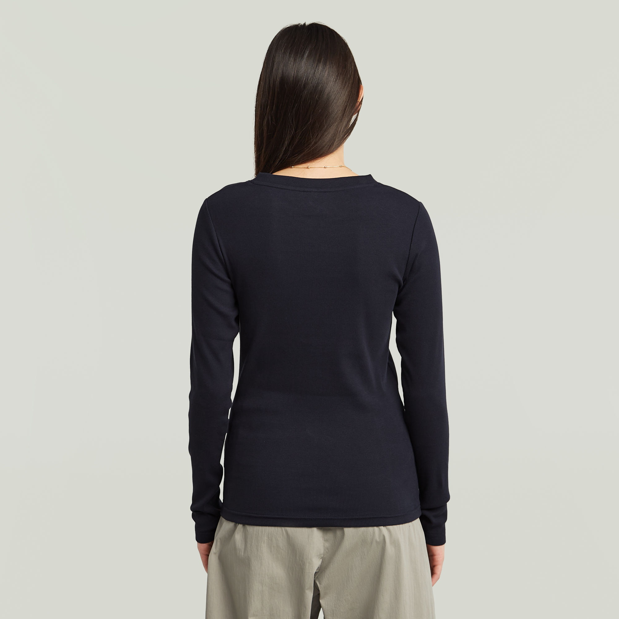 G-Star RAW A-Line Slim Rib T-shirt Donkerblauw Dames