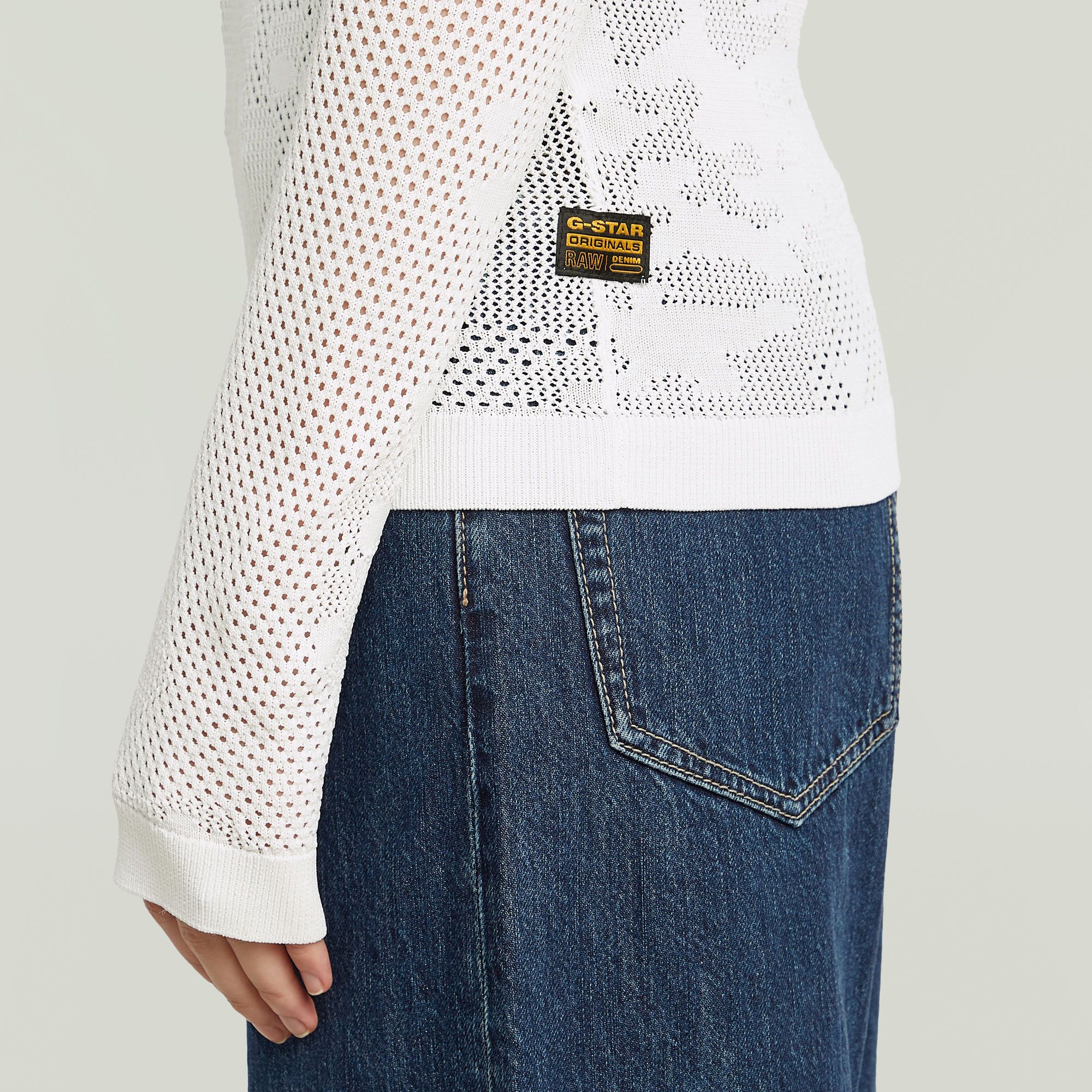 G-Star RAW Pointelle Slim Gebreide Polo Wit Dames