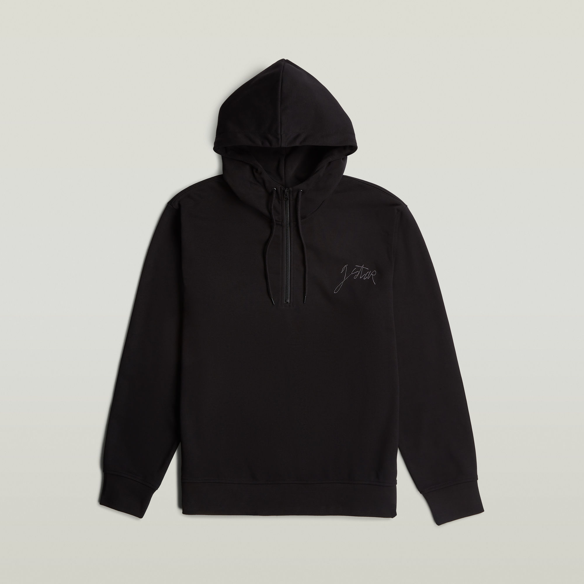 Thumbnail - Script Half Zip Hoodie - Schwarz - Herren