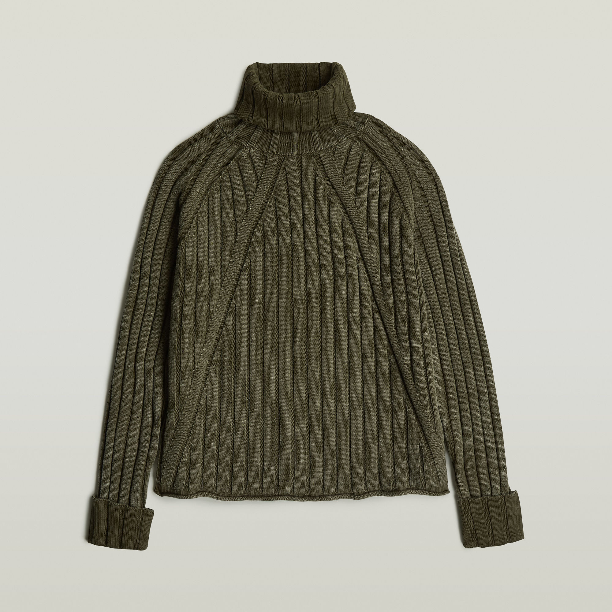 Thumbnail - Washed Loose Turtle Knit - Grün - Damen