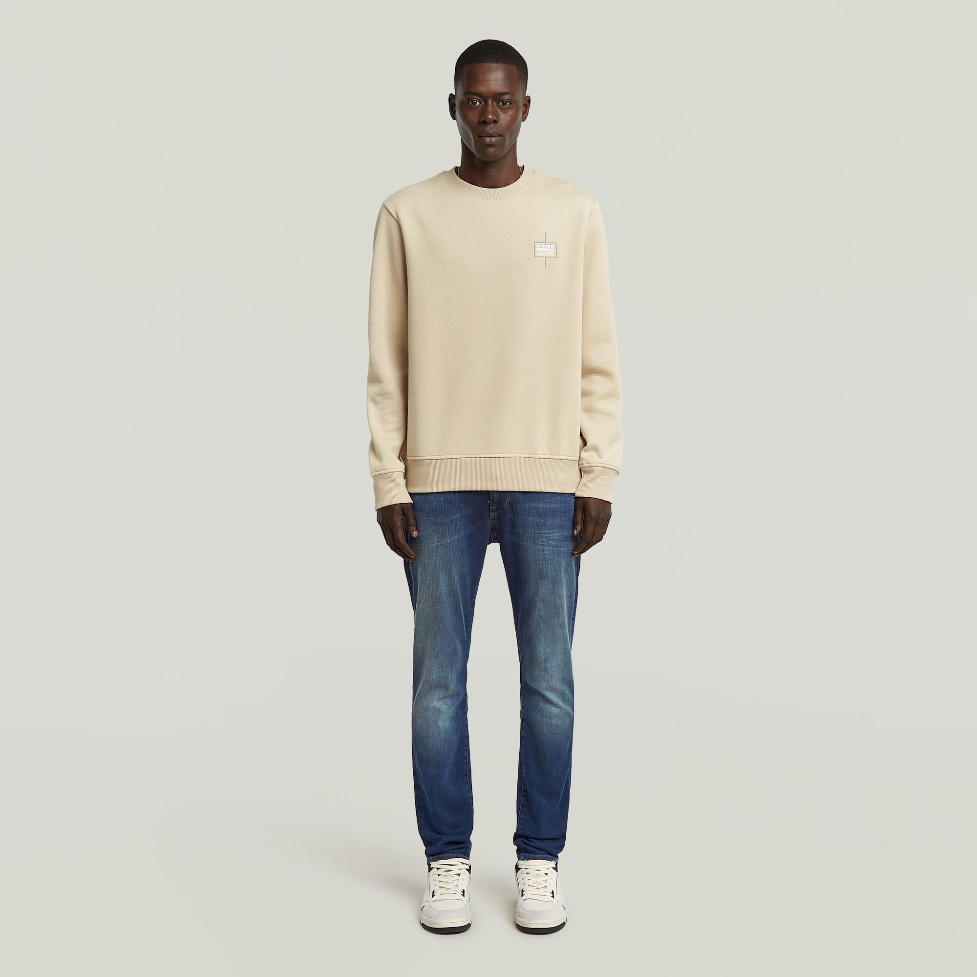 G-Star RAW Logo Sweater Beige Heren