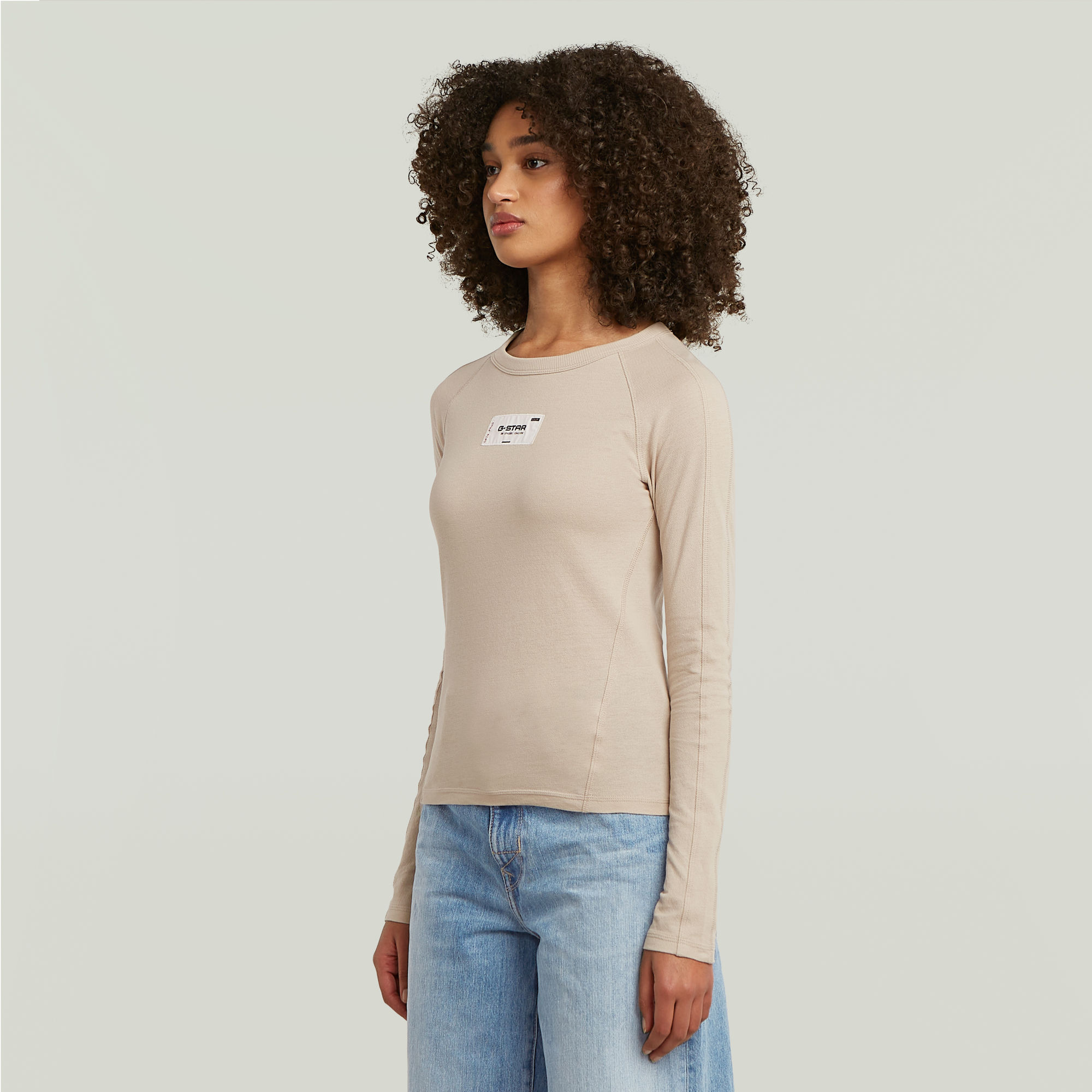G-Star RAW Embro Patch Slim T-shirt Beige Dames