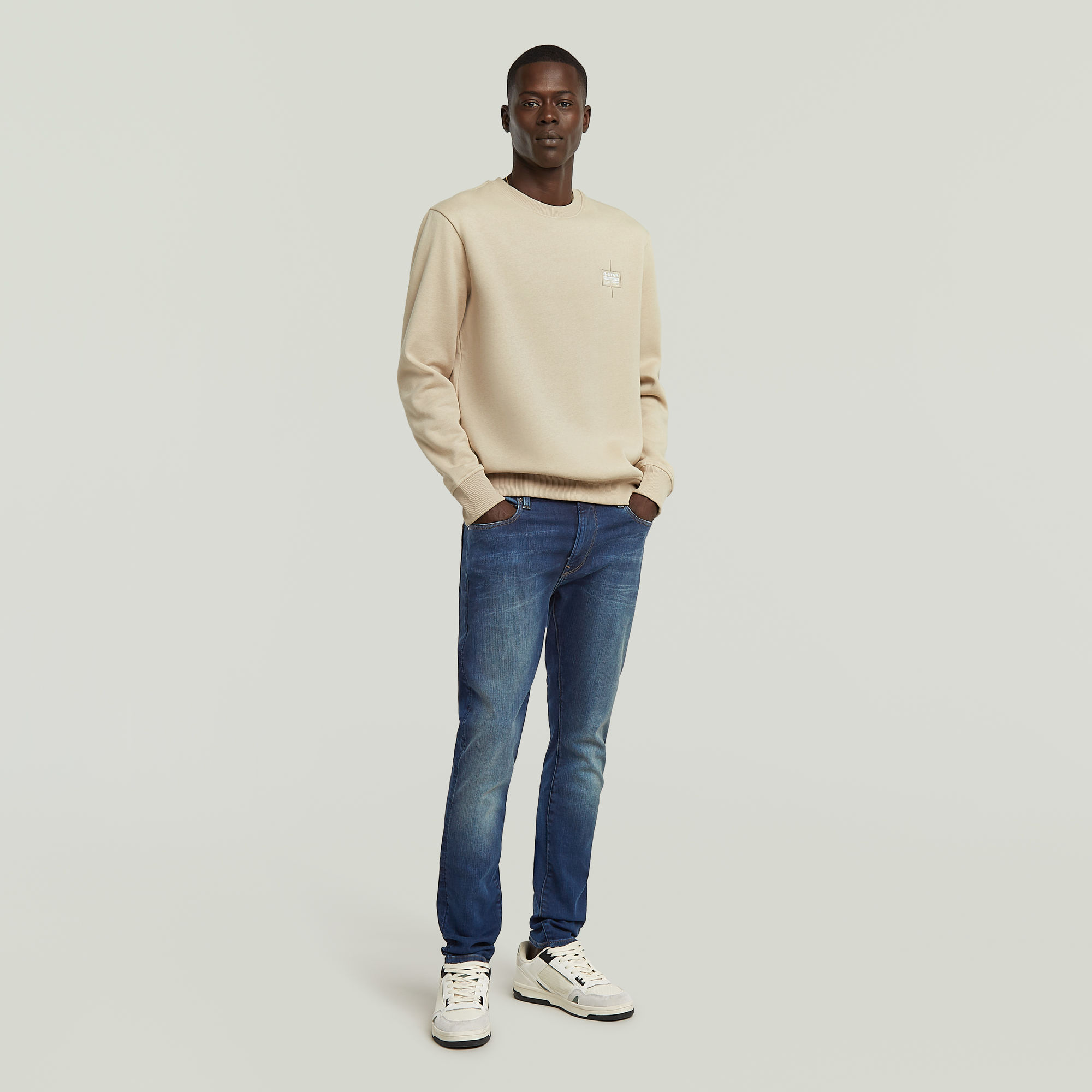 G-Star RAW Logo Sweater Beige Heren