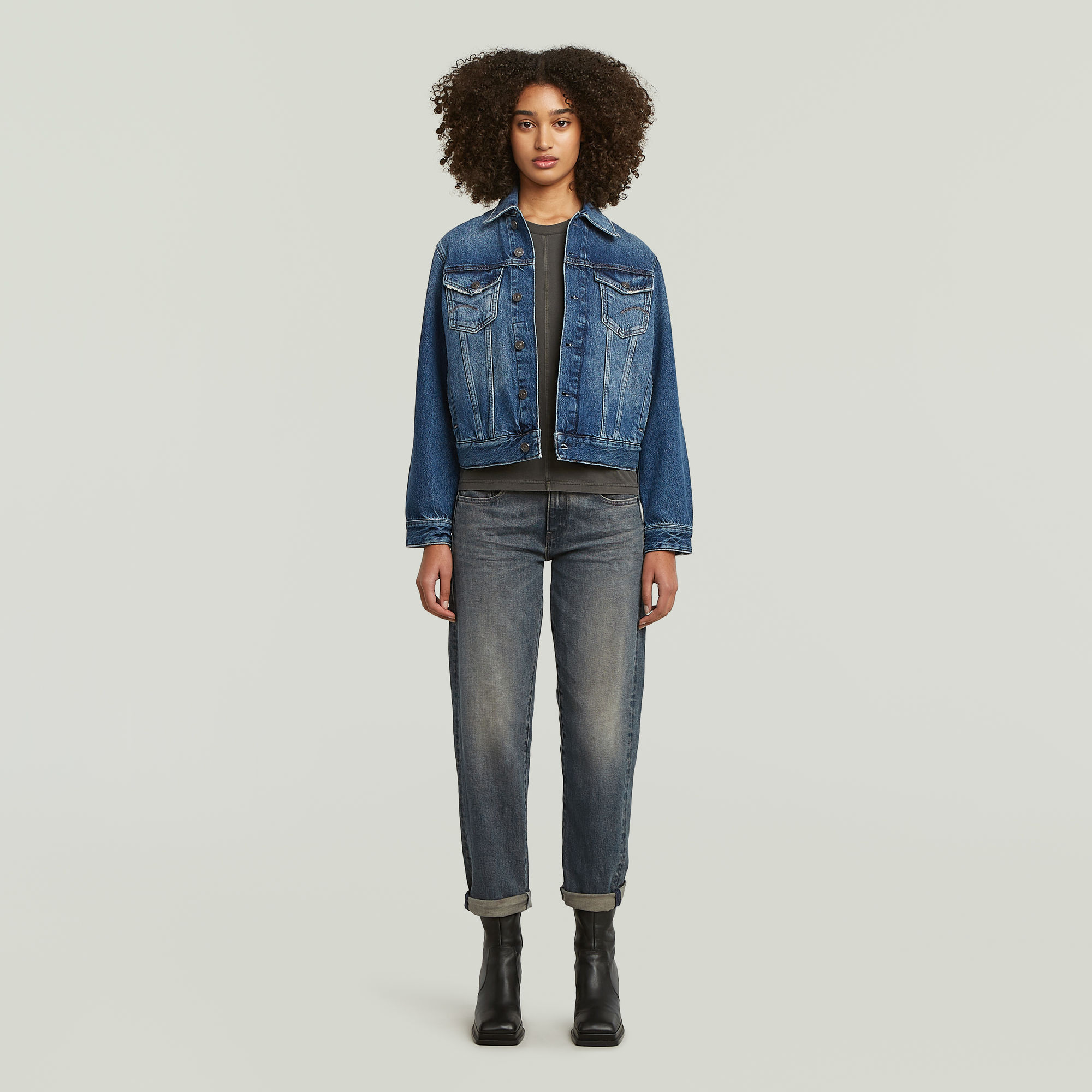 G-Star RAW Overdyed Front Seam T-shirt Grijs Dames