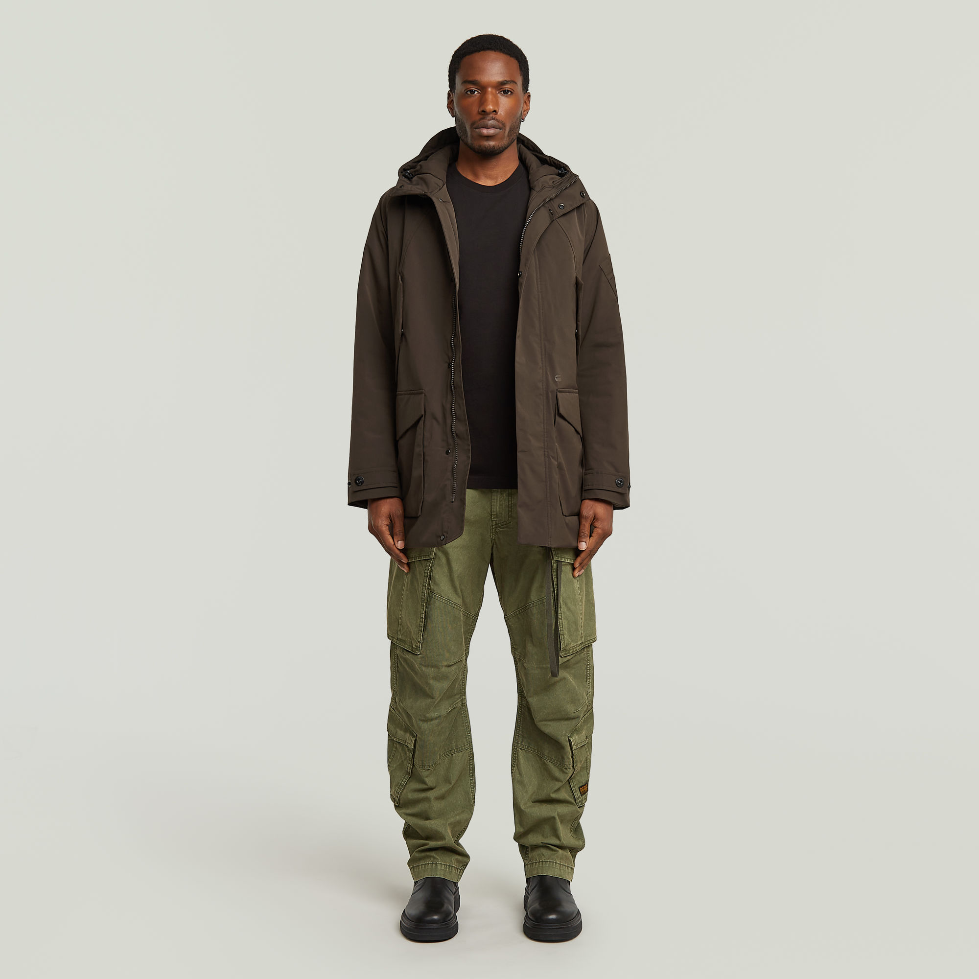 Thumbnail - Multipocket Padded Parka - Braun - Herren
