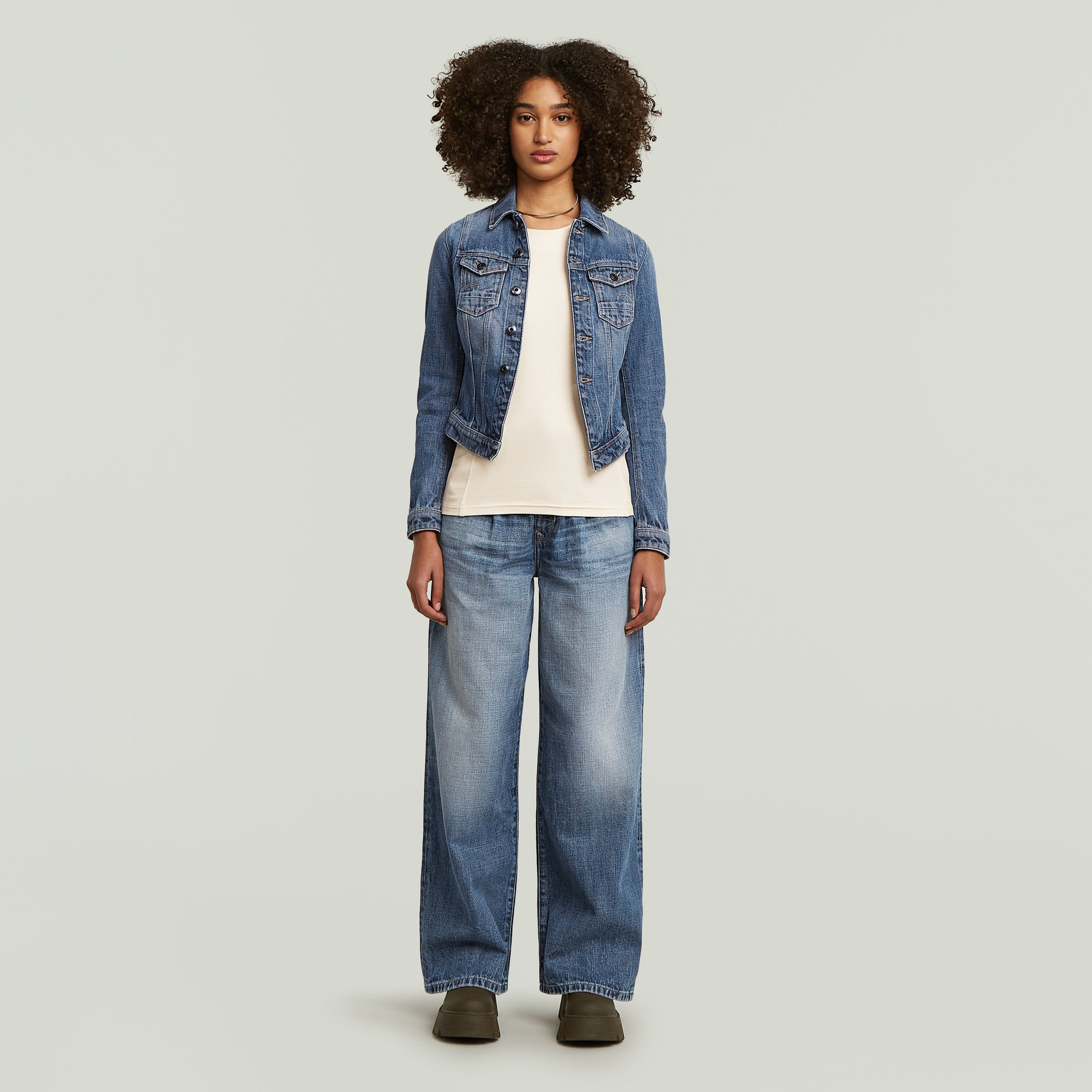 G-Star RAW A-Line Slim Rib T-shirt Wit Dames