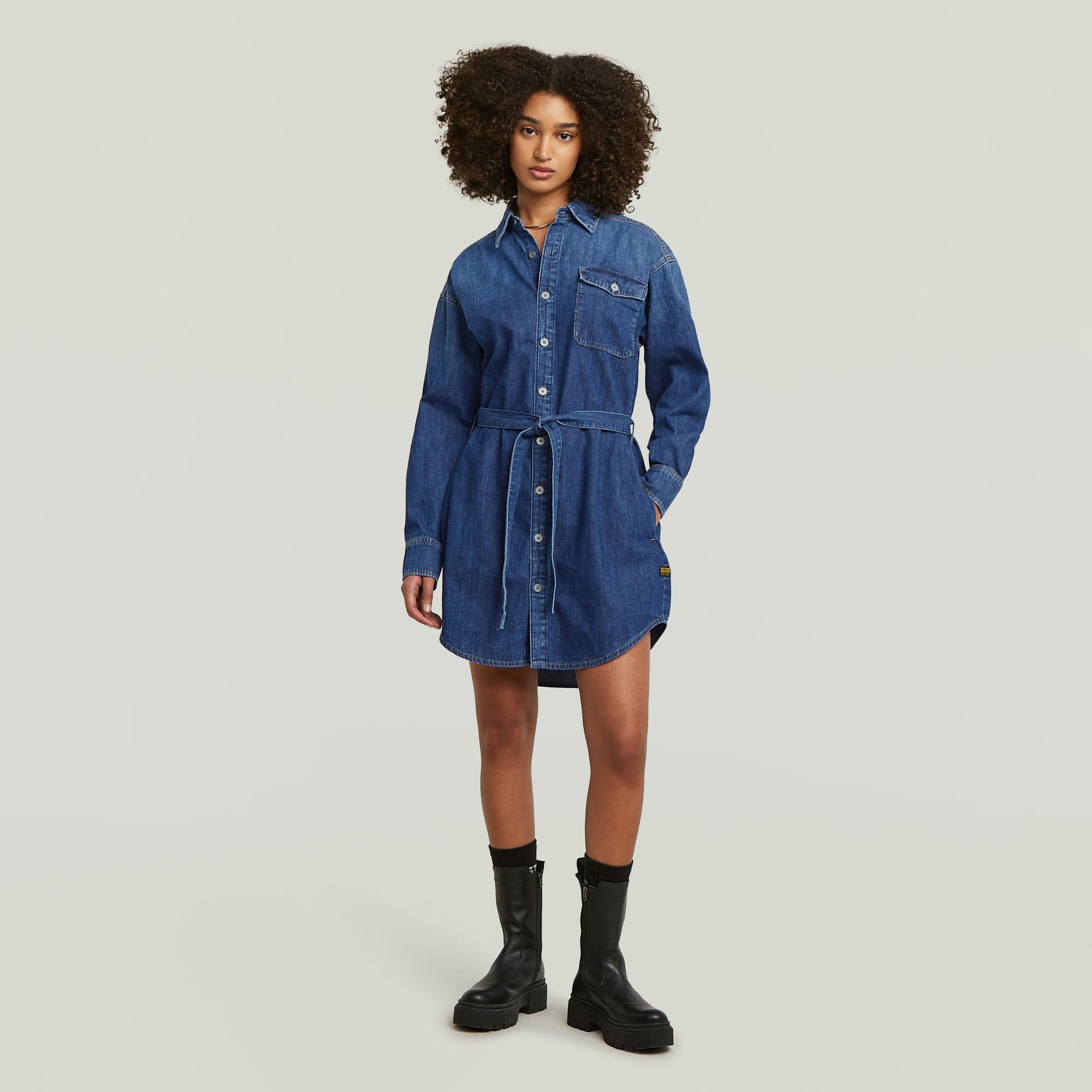 G-Star RAW Belted Overhemdjurk Donkerblauw Dames