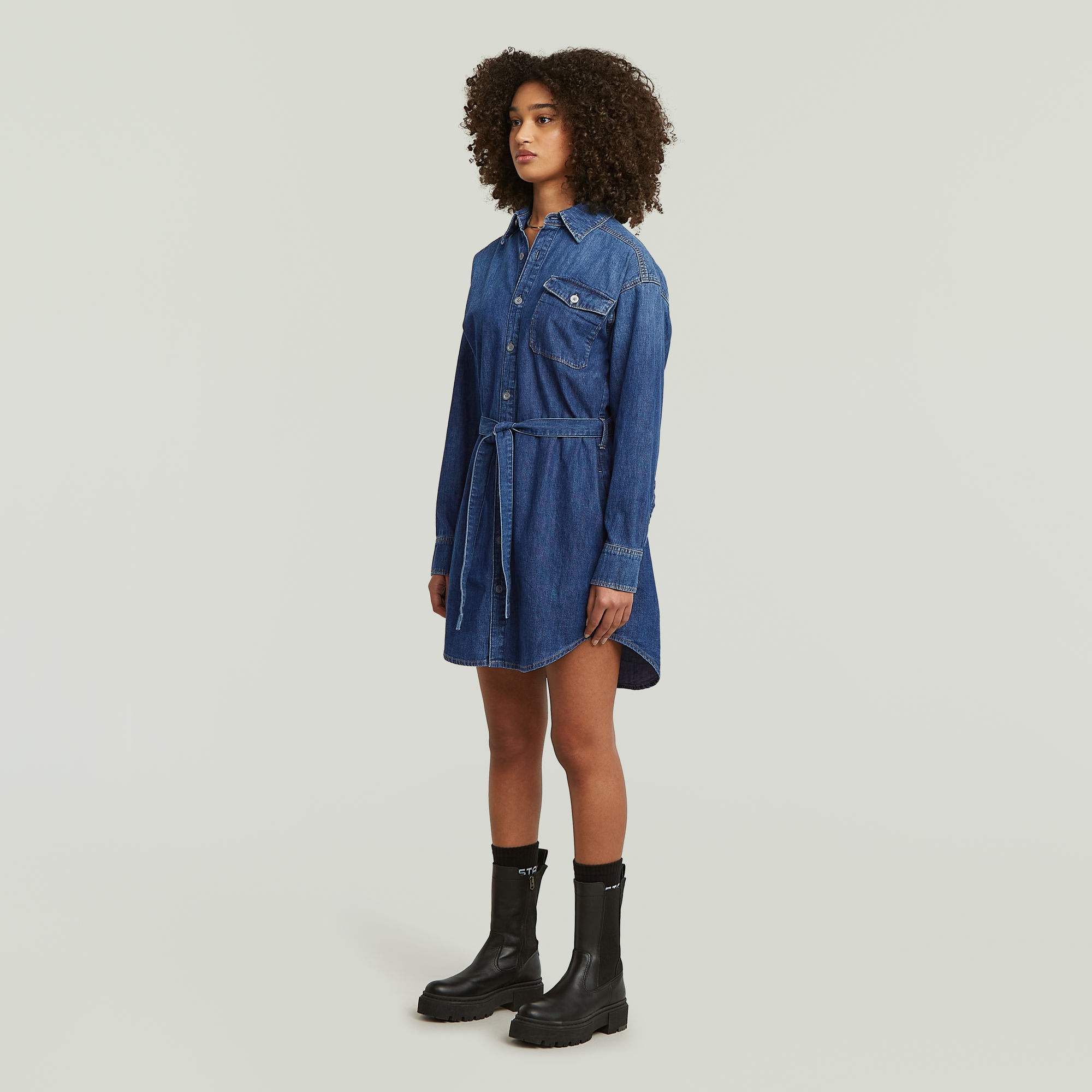 G-Star RAW Belted Overhemdjurk Donkerblauw Dames