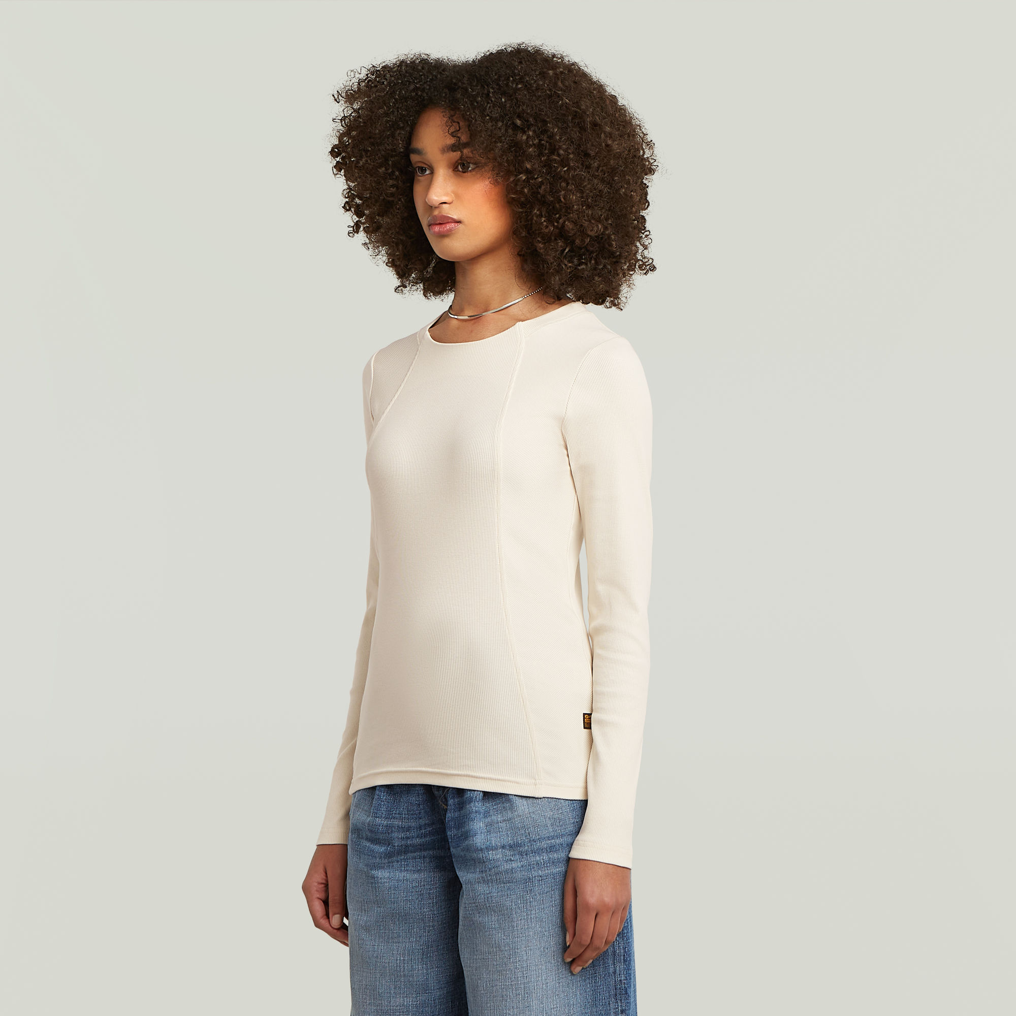 G-Star RAW A-Line Slim Rib T-shirt Wit Dames