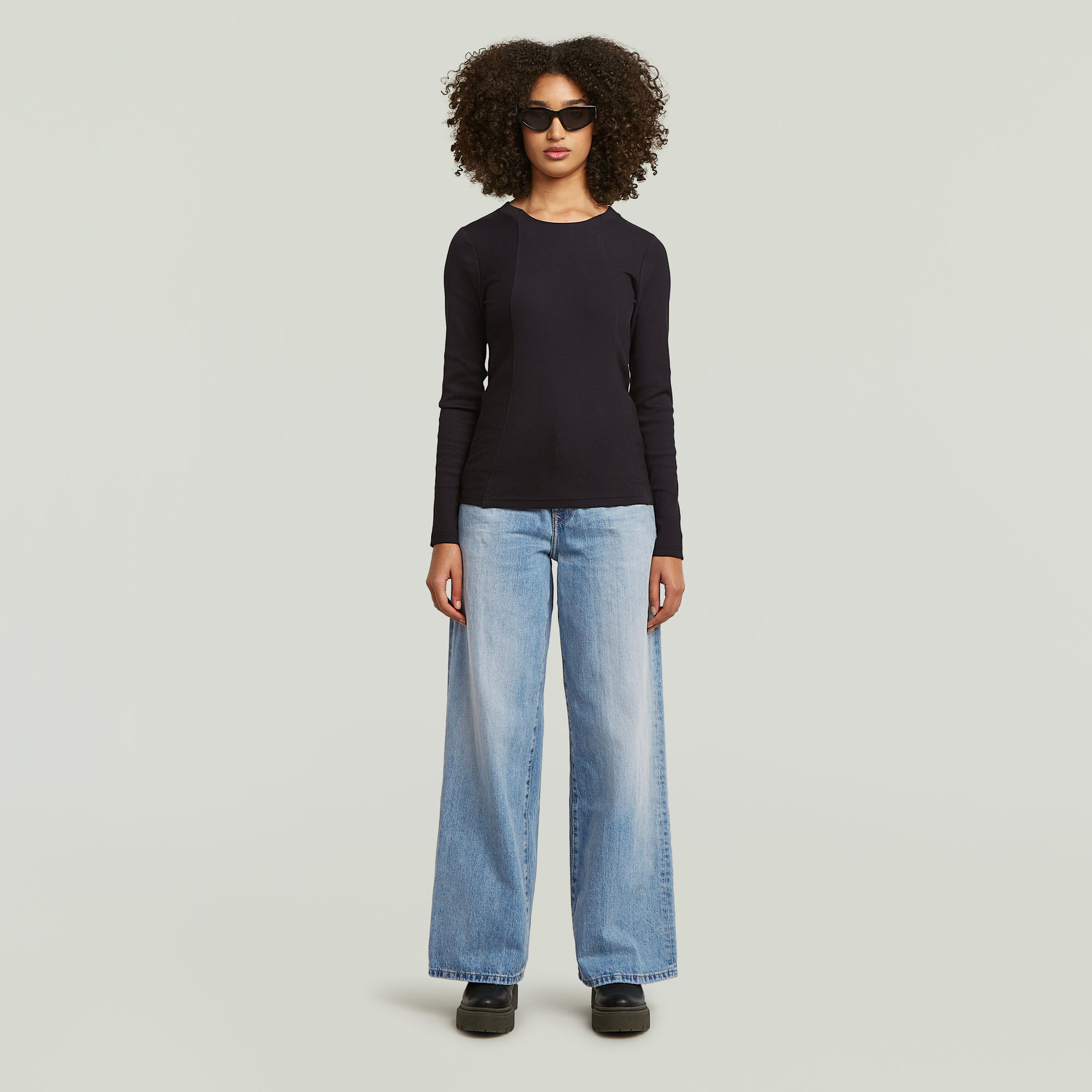G-Star RAW A-Line Slim Rib T-shirt Zwart Dames