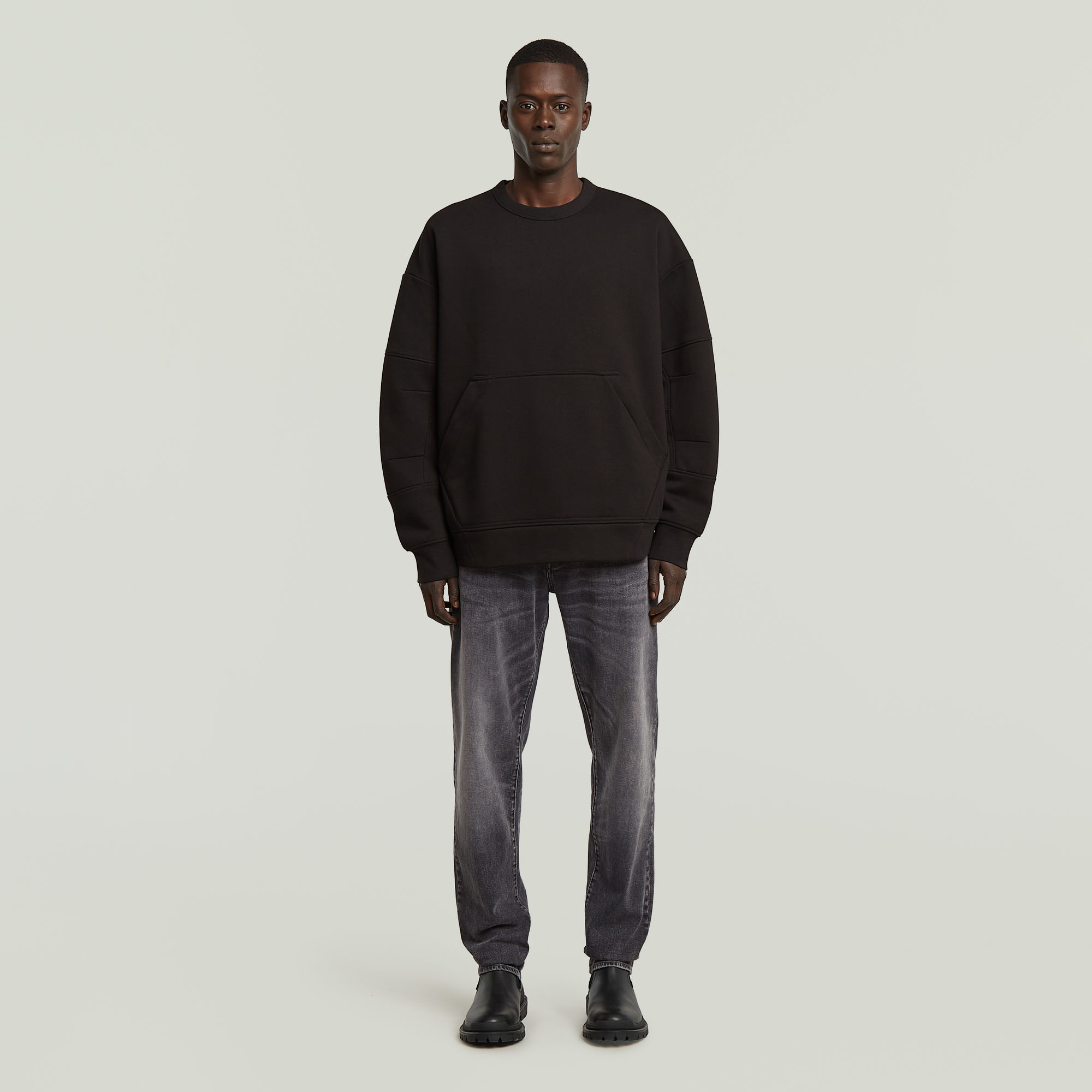Thumbnail - Constructed Loose Sweatshirt - Schwarz - Herren