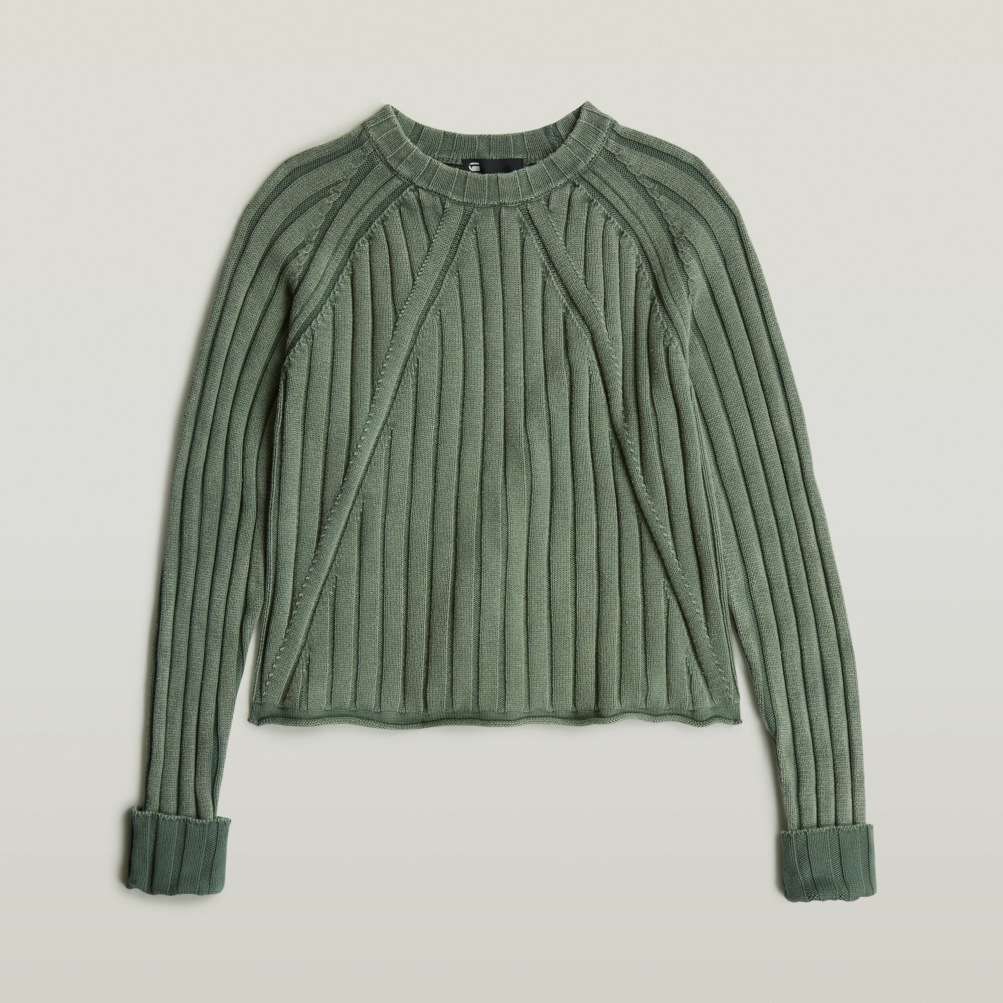 Thumbnail - Washed Loose Knit - Grün - Damen