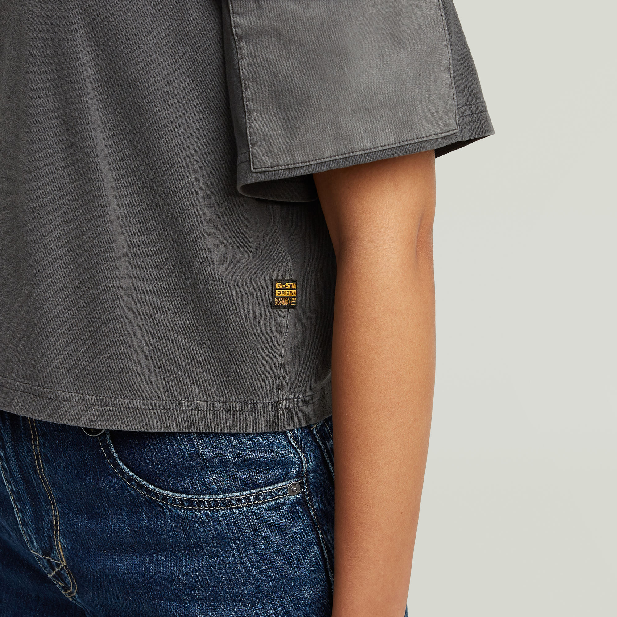 G-Star RAW Washed Mix Boxy Cropped T-shirt Zwart Dames