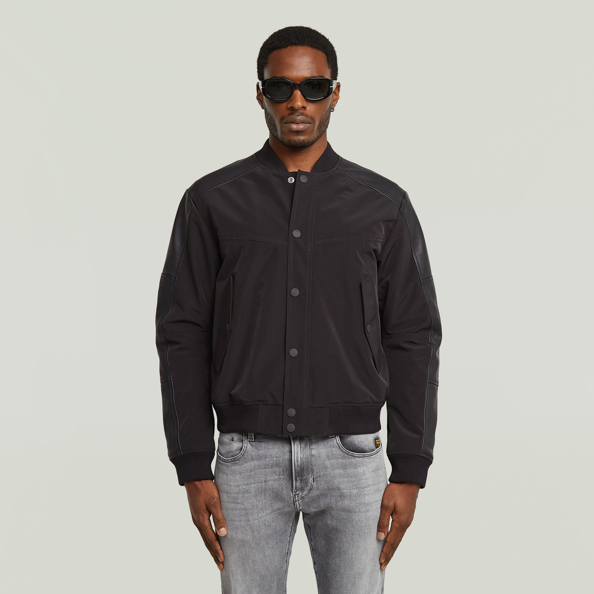 Lederjacke Varsity - Schwarz - Herren
