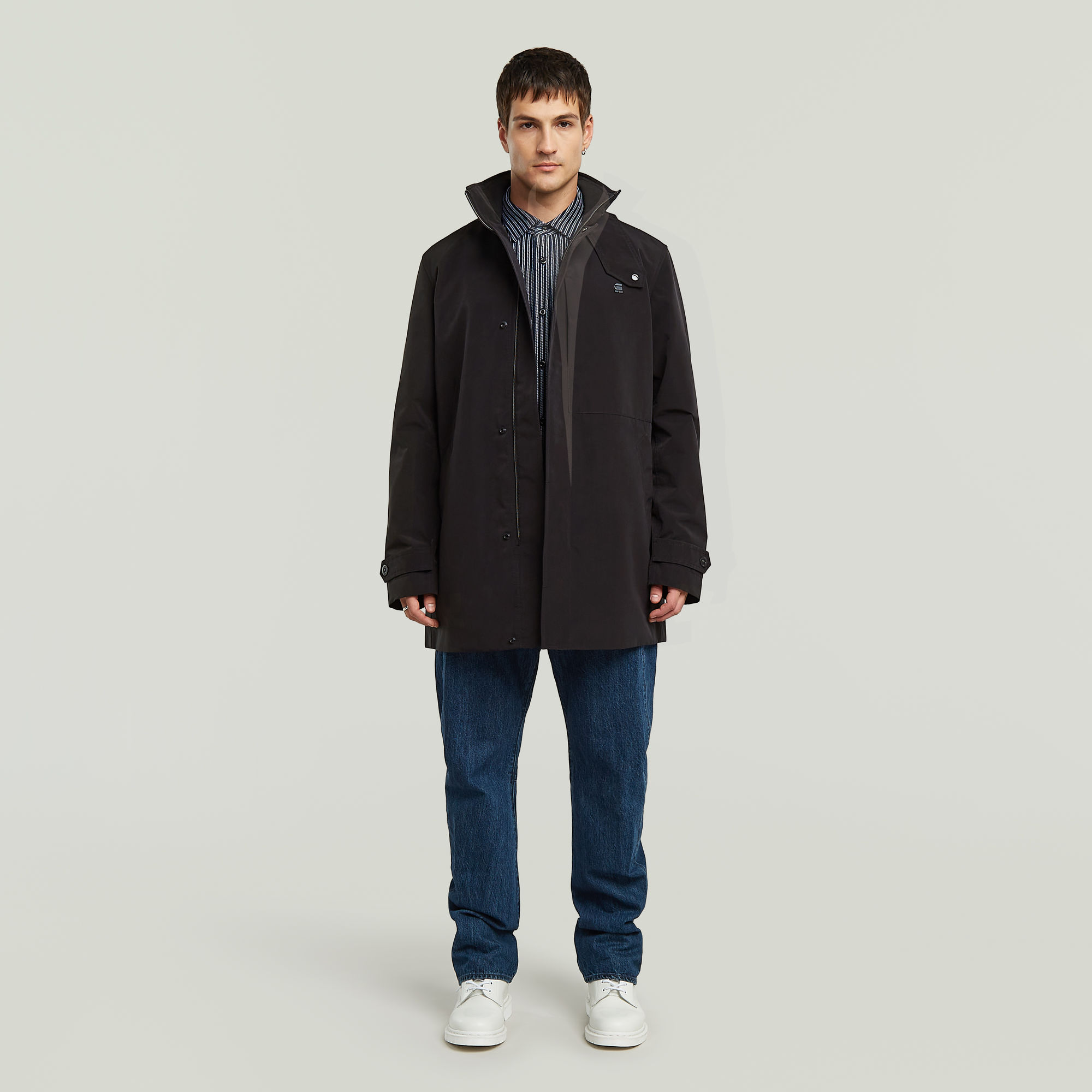 Thumbnail - Garber Trenchcoat, nicht wattiert - Schwarz - Herren
