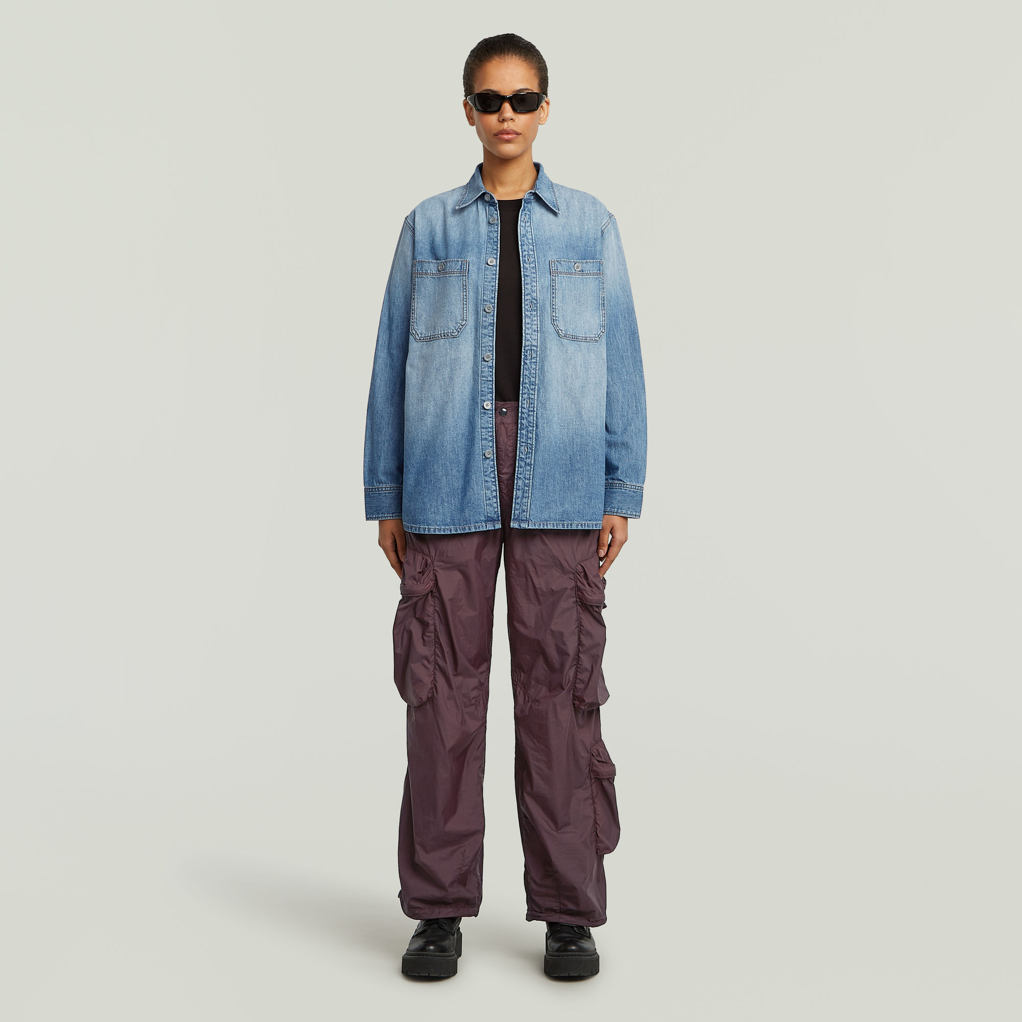 Thumbnail - Balloon Cargo Multi Pocket Pants - Lila - Damen