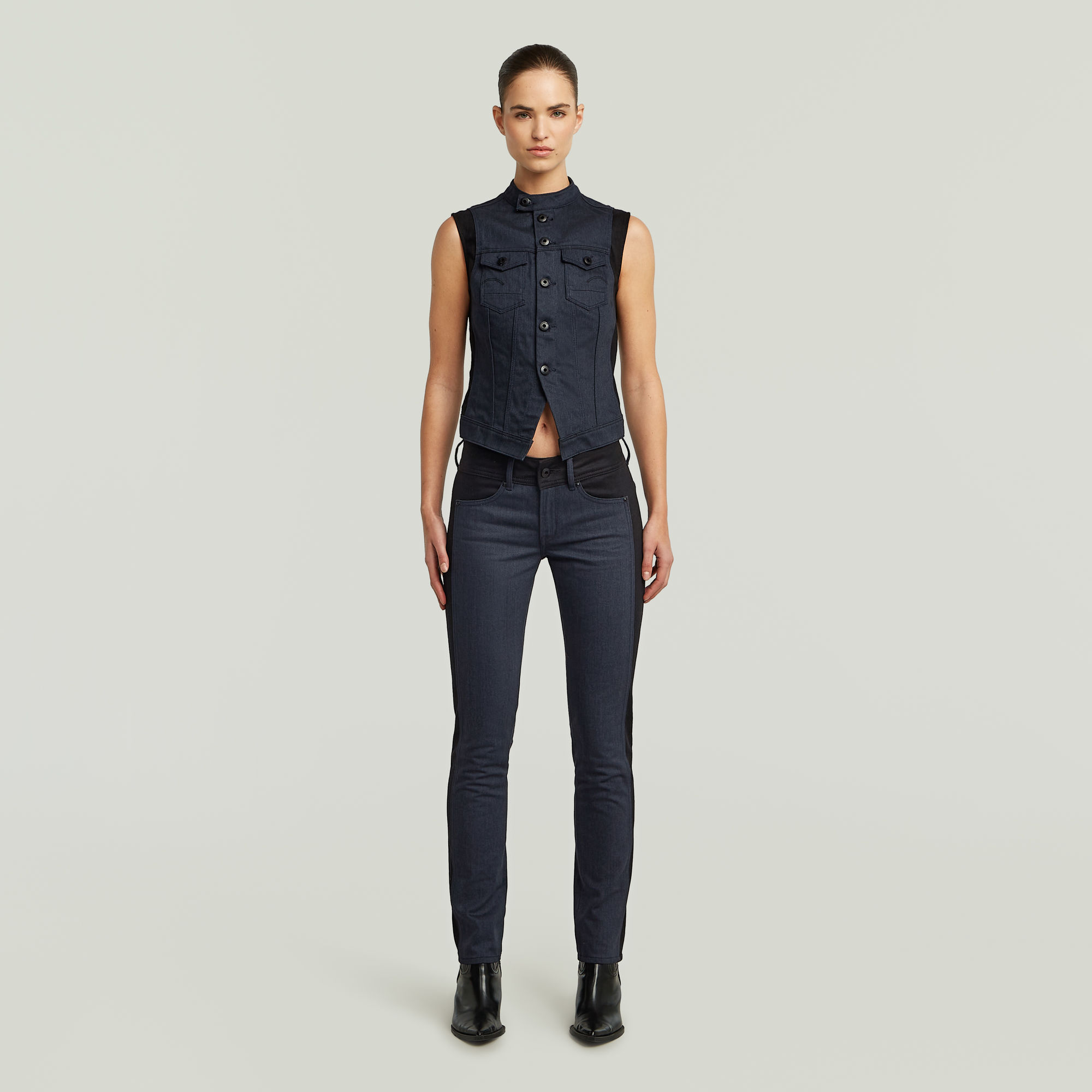 G-Star RAW Midge Slim Straight PM Jeans Donkerblauw Dames