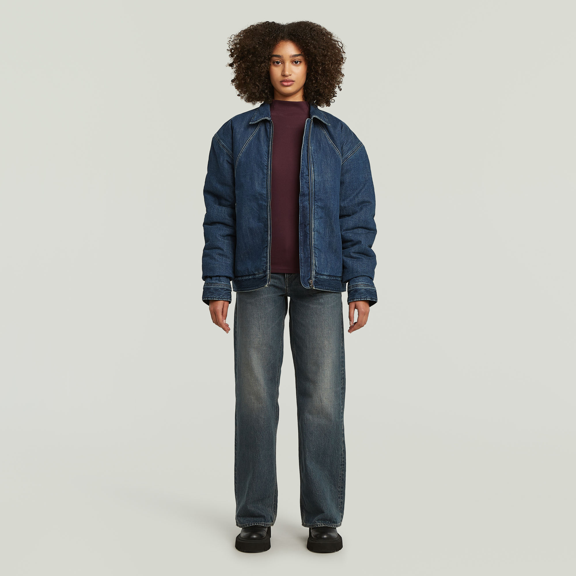 Thumbnail - A-Line Slim Rib Mock T-Shirt - Rot - Damen