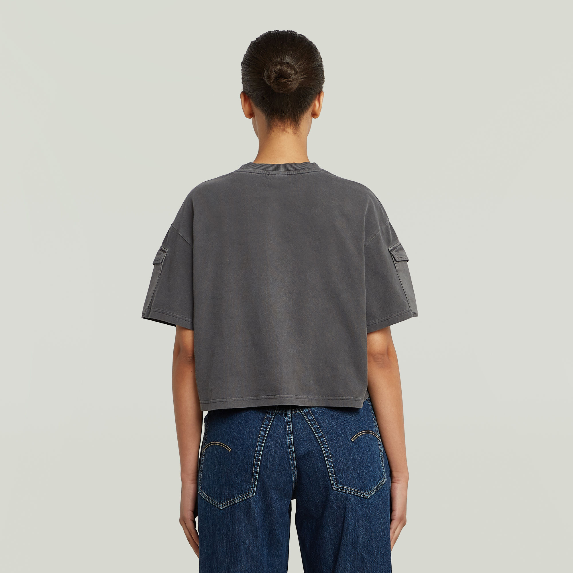 G-Star RAW Washed Mix Boxy Cropped T-shirt Zwart Dames